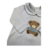 STORY LORIS tutina manica lunga tinta unita con orso Azzurro per Neonato SL12905 AZZURRO STORY LORIS