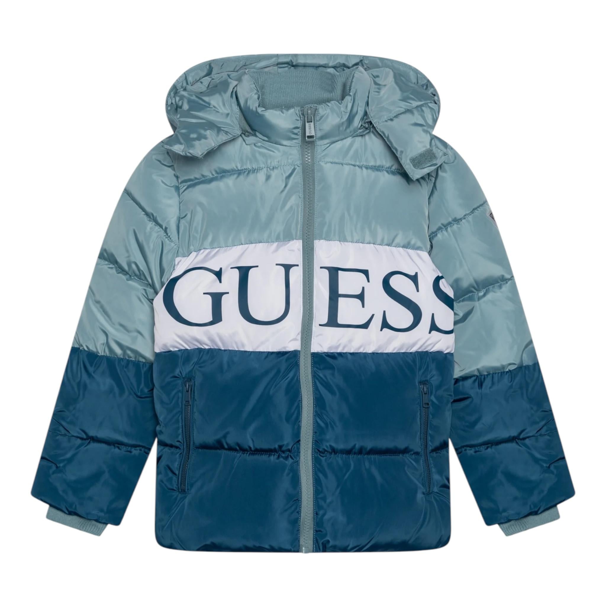 GUESS giubbino con cappuccio bicolore con logo Azzurro per Neonato N3BL02WB240 AZZURRO GUESS