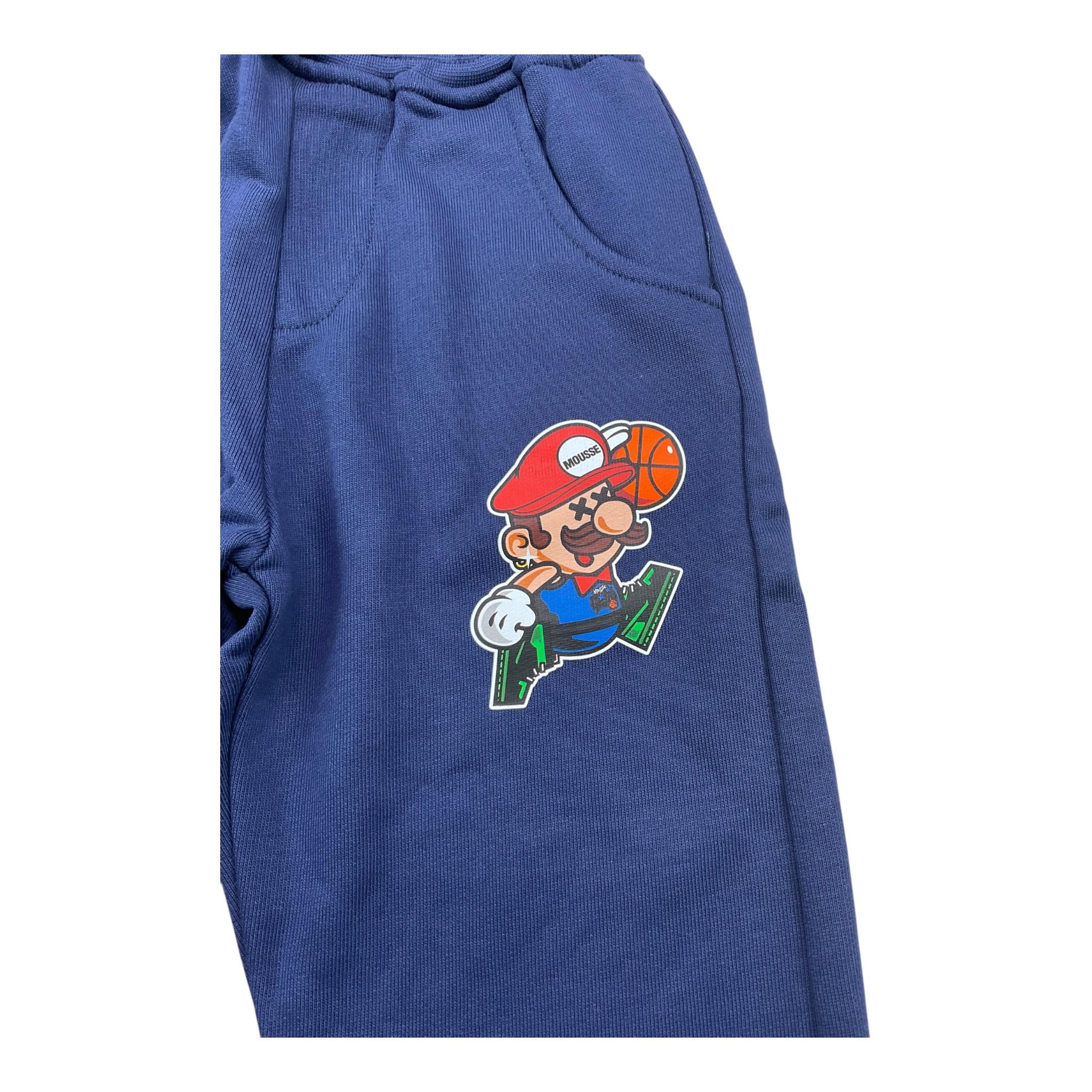 MOUSSE pantalone tuta tinta unita con stampe mario Blu per Bambino HKPG368NX BLU MOUSSE