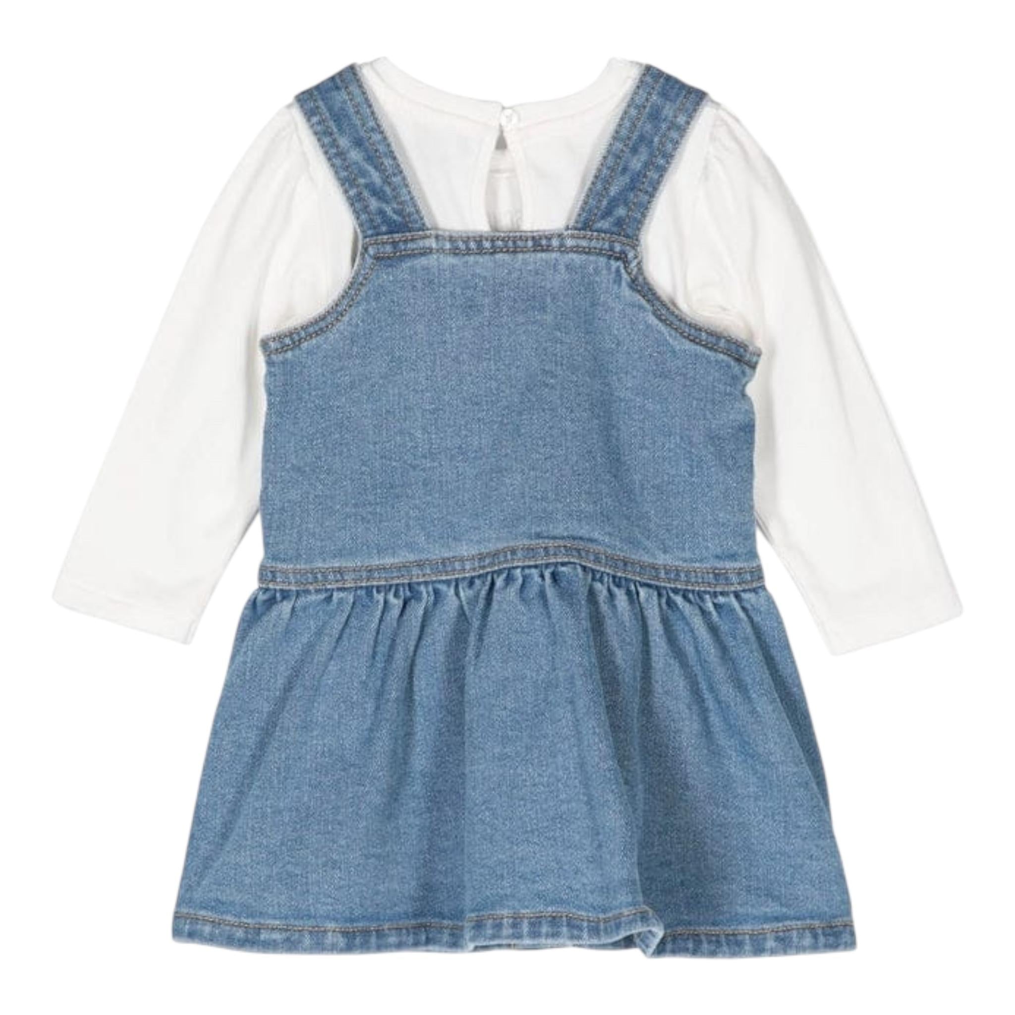 MOSCHINO completo 2 pezzi salopette-shirt Azzurro per Bambina MDK02SJ AZZURRO MOSCHINO