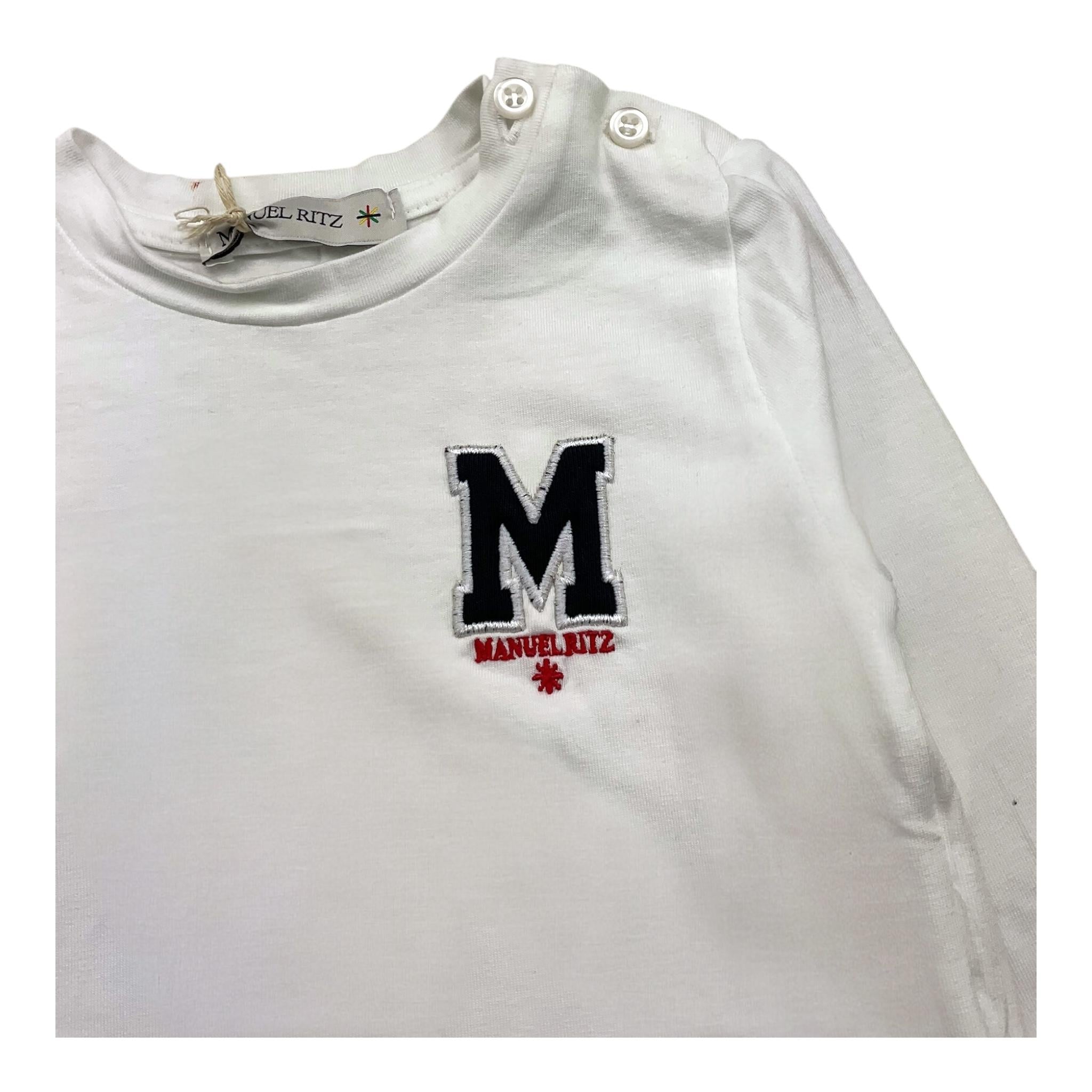 MANUEL RITZ shirt girocollo tinta unita con stampa Bianco per Neonato MR2818 BIANCO MANUEL RITZ