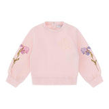 ROBERTO CAVALLI felpa chiusa girocollo tinta unita con stampa in contrasto Rosa per Bambina TJT661J ROSA ROBERTO CAVALLI