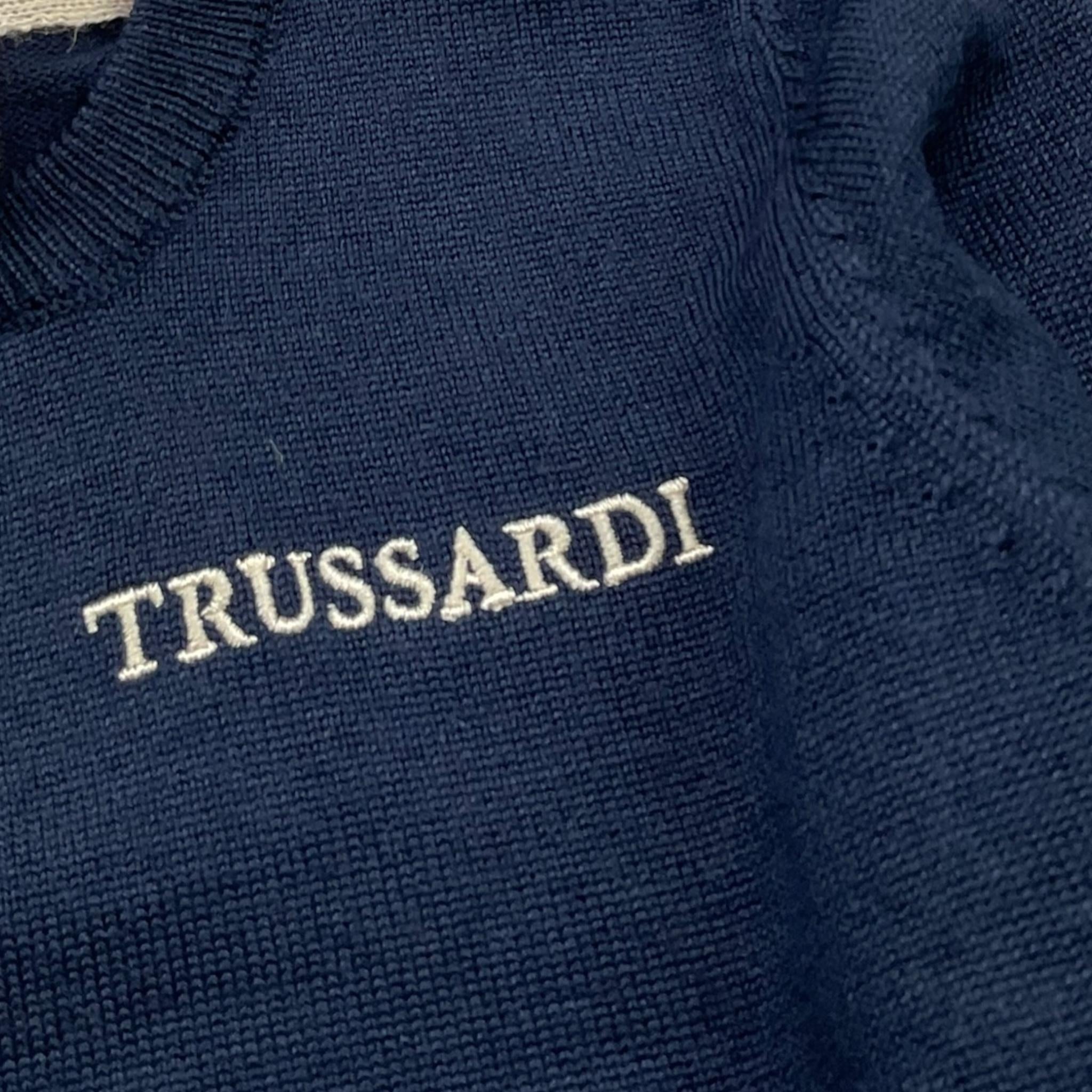 TRUSSARDI maglia girocollo tinta unita con stampa logo Blu per Neonato TIA24004MAX BLU TRUSSARDI