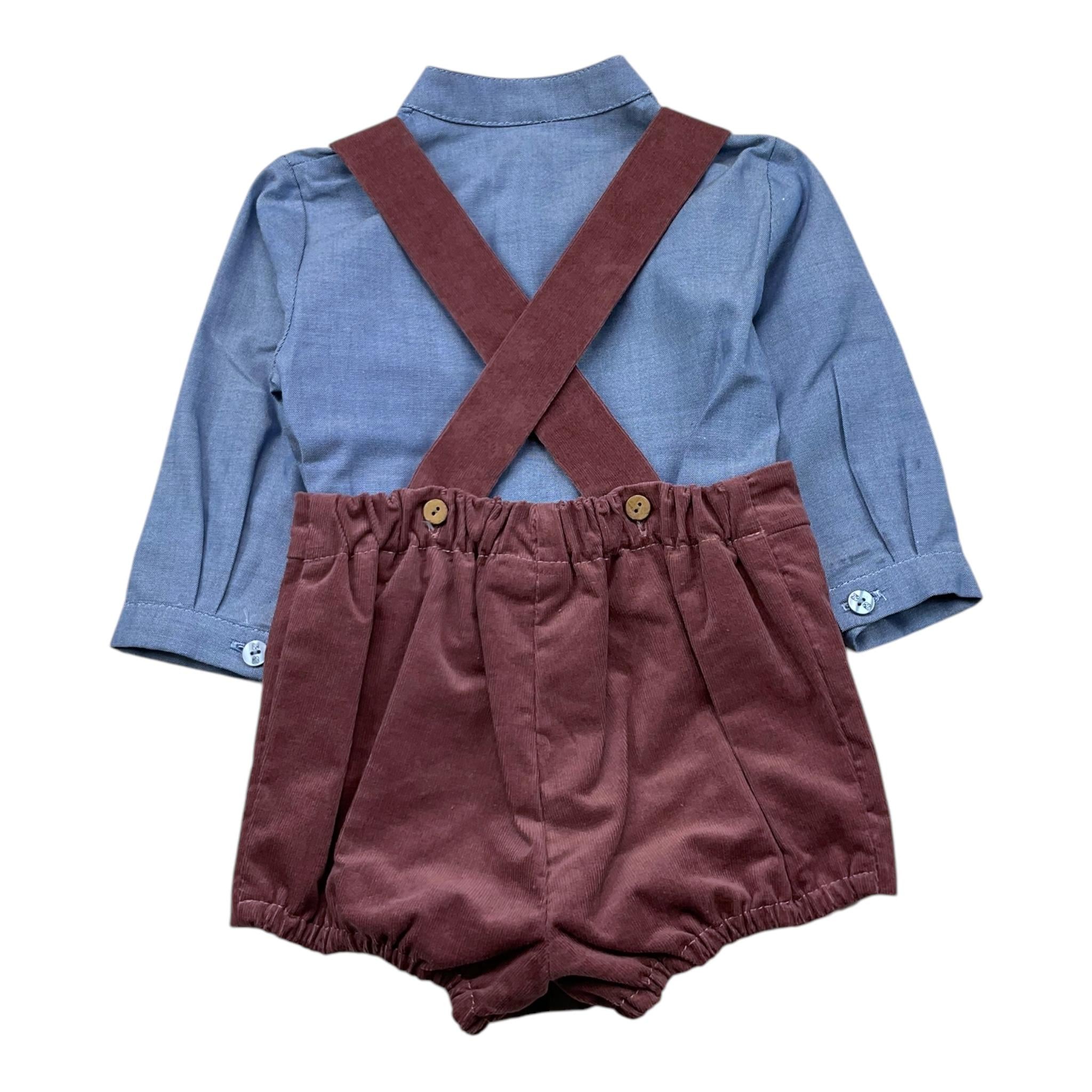 MARTA Y PAULA completo bicolore 2pz camicia-salopettes Azzurro per Neonato 1850N AZZURRO MARTA Y PAULA