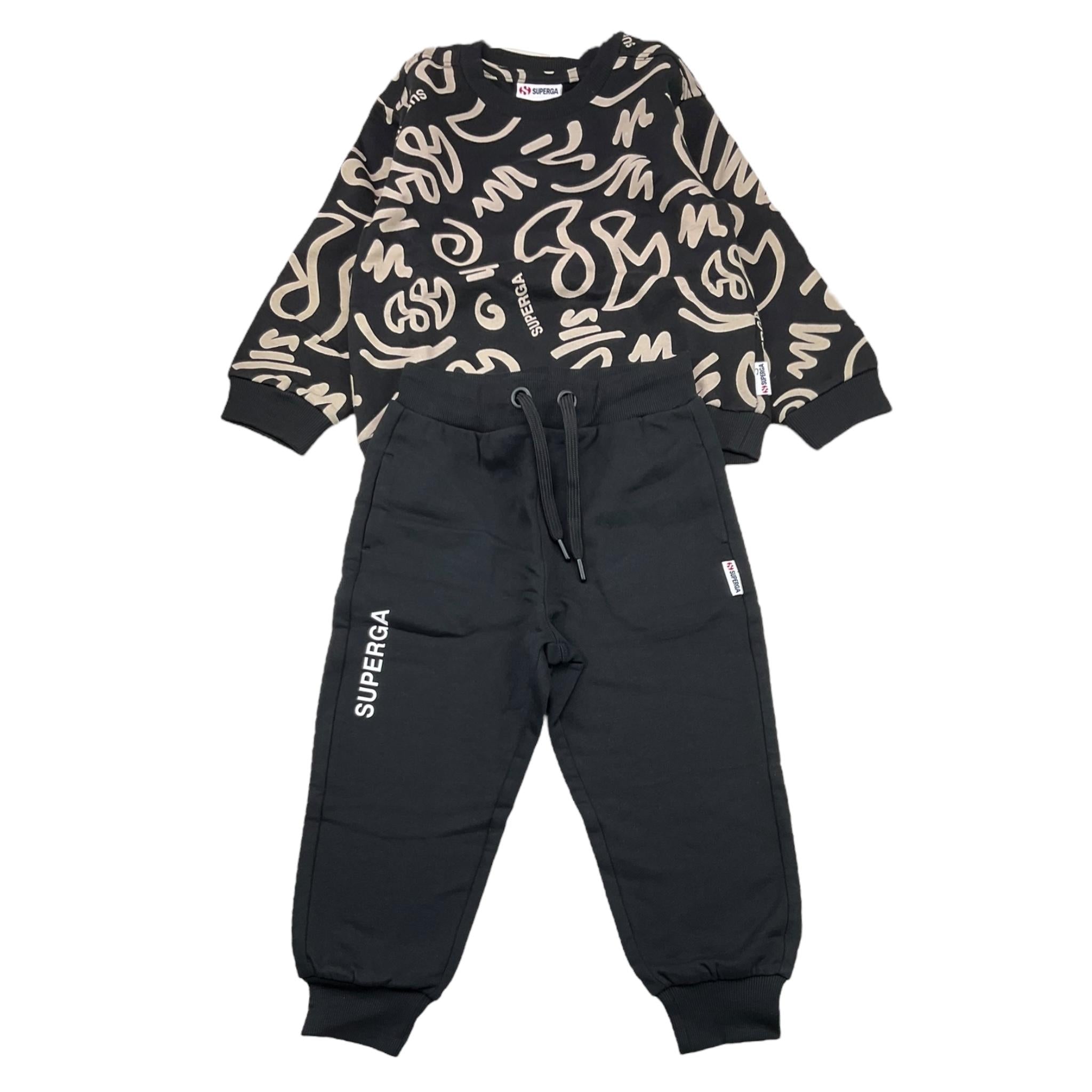 SUPERGA completo 2pz felpa logata-pantalone Nero per Bambino AS150 NERO SUPERGA