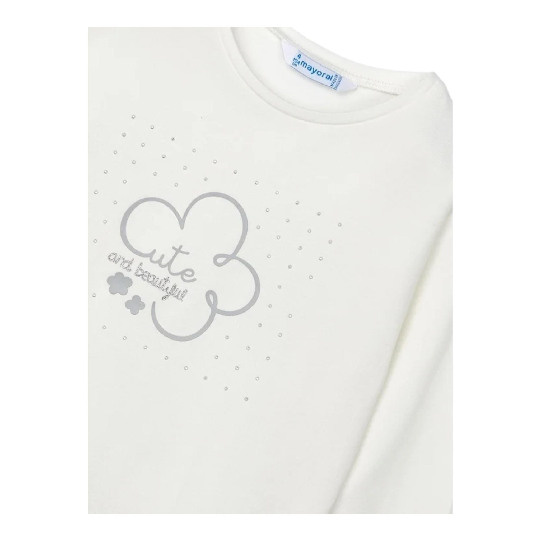 MAYORAL shirt gircollo tinta unita con stampa Bianco per Bambina 178 BIANCO MAYORAL