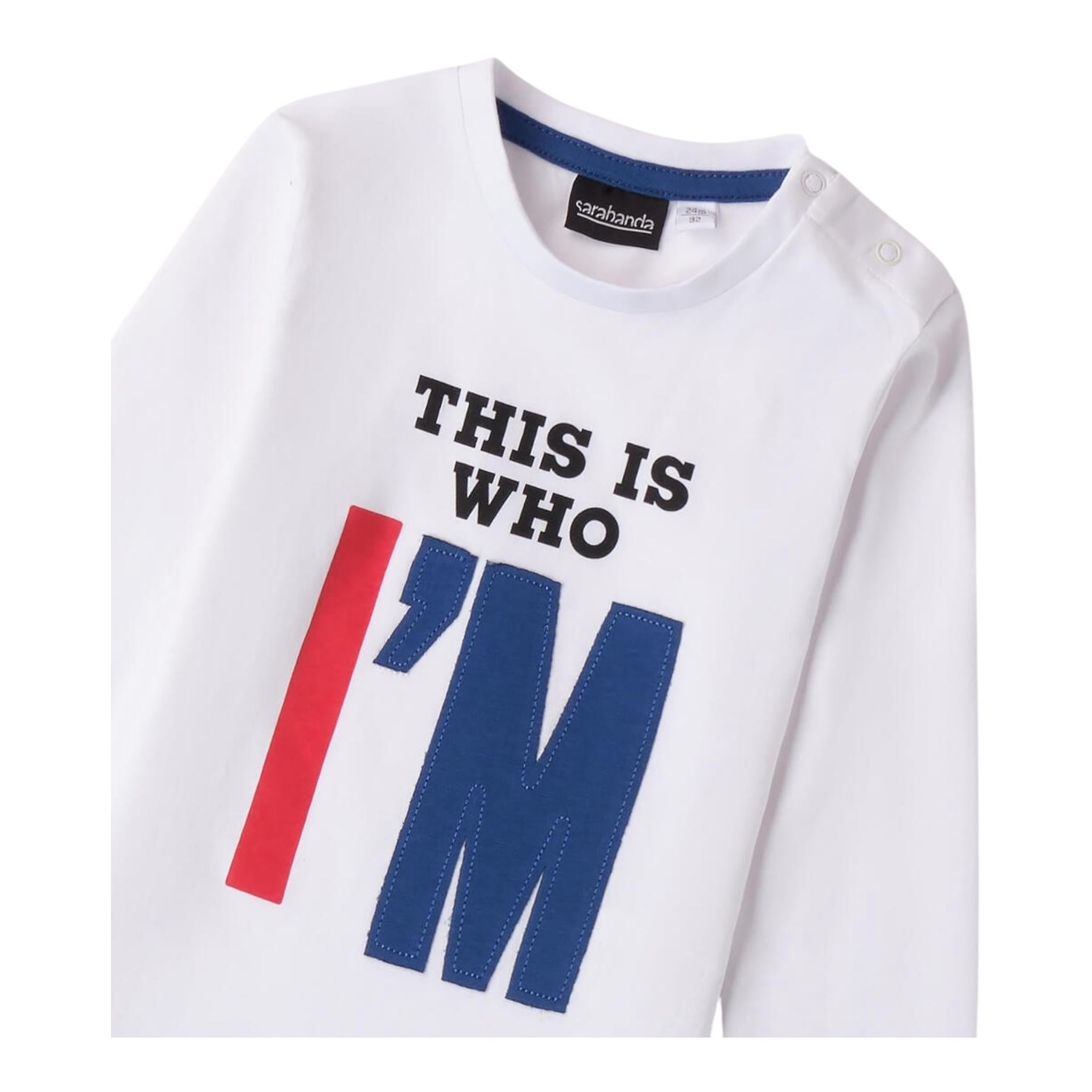 SARABANDA shirt girocollo tinta unita con stampa Bianco per Bambino 0A132 BIANCO SARABANDA