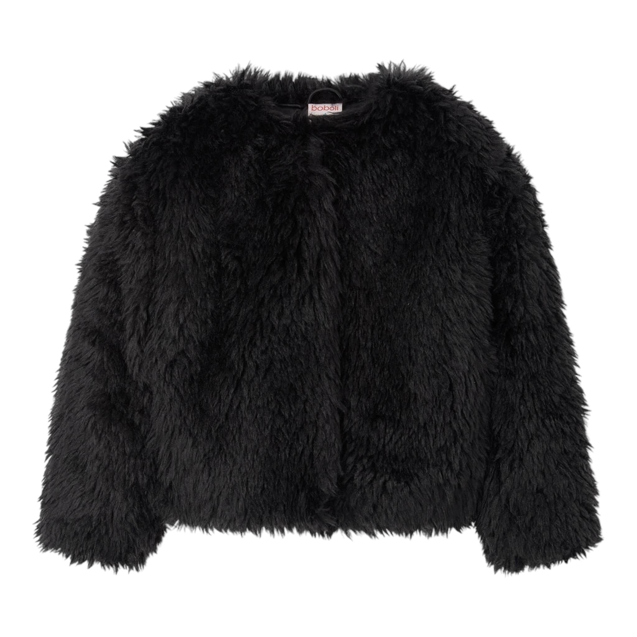 BOBOLI pelliccia tinta unita con bottoni Nero per Bambina 45154 NERO BOBOLI