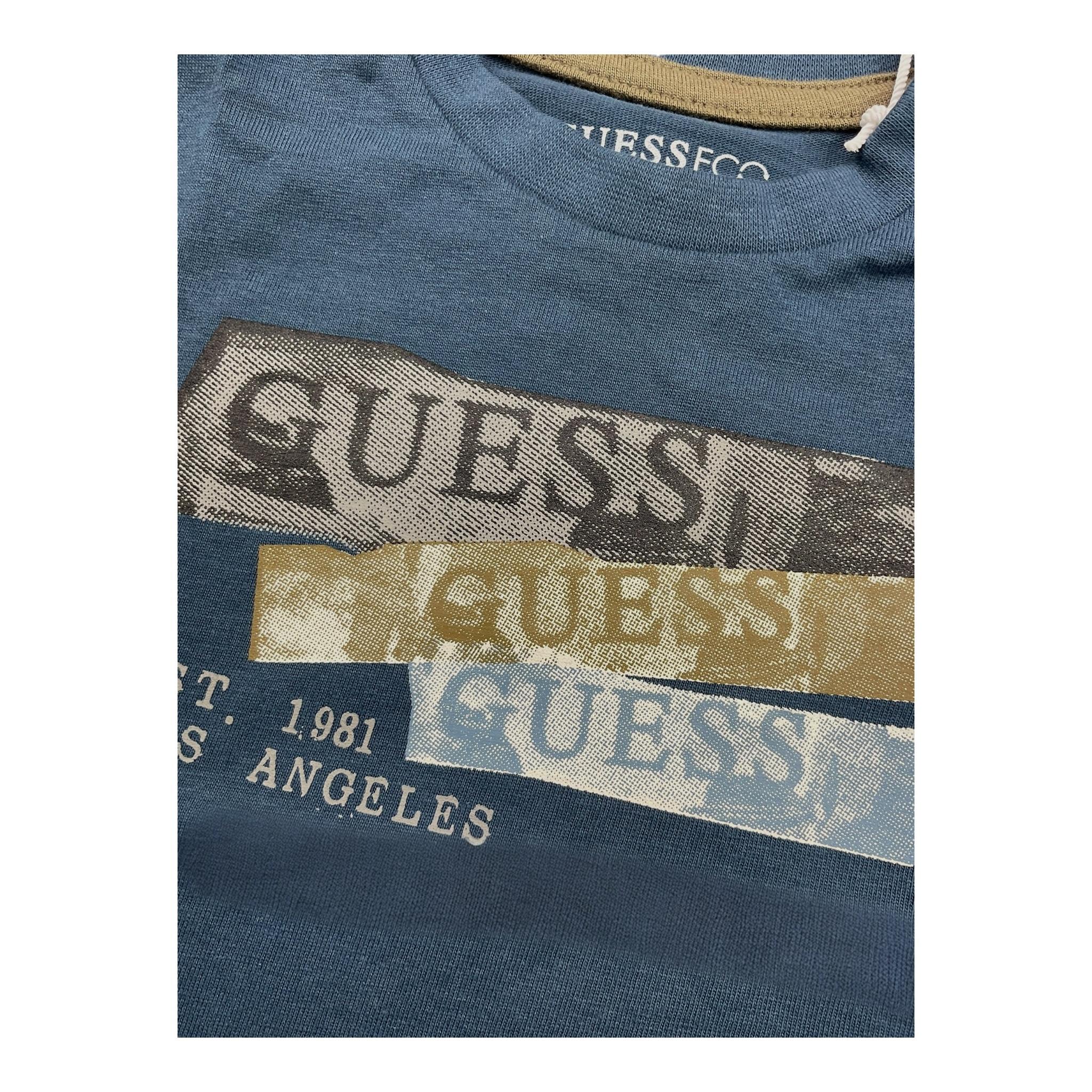 GUESS shirt girocollo tinta unita con stampa Blu per Neonato N4BI20I3Z14N BLU GUESS