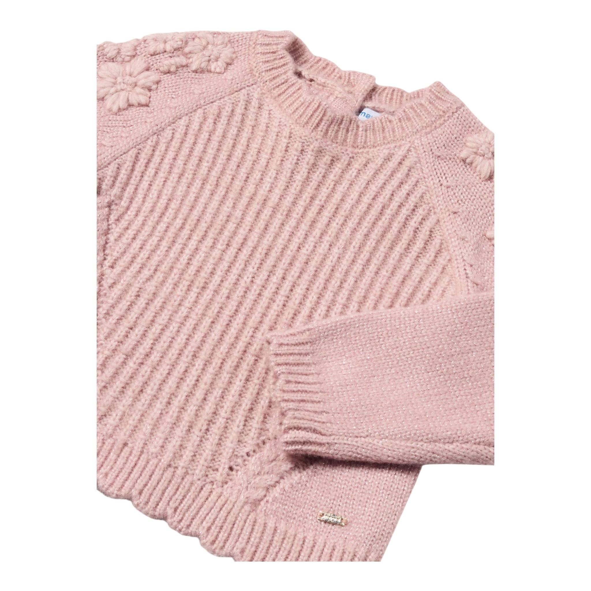 MAYORAL maglia tinta unita con ricami fiori Rosa per Neonata 2324XX ROSA MAYORAL