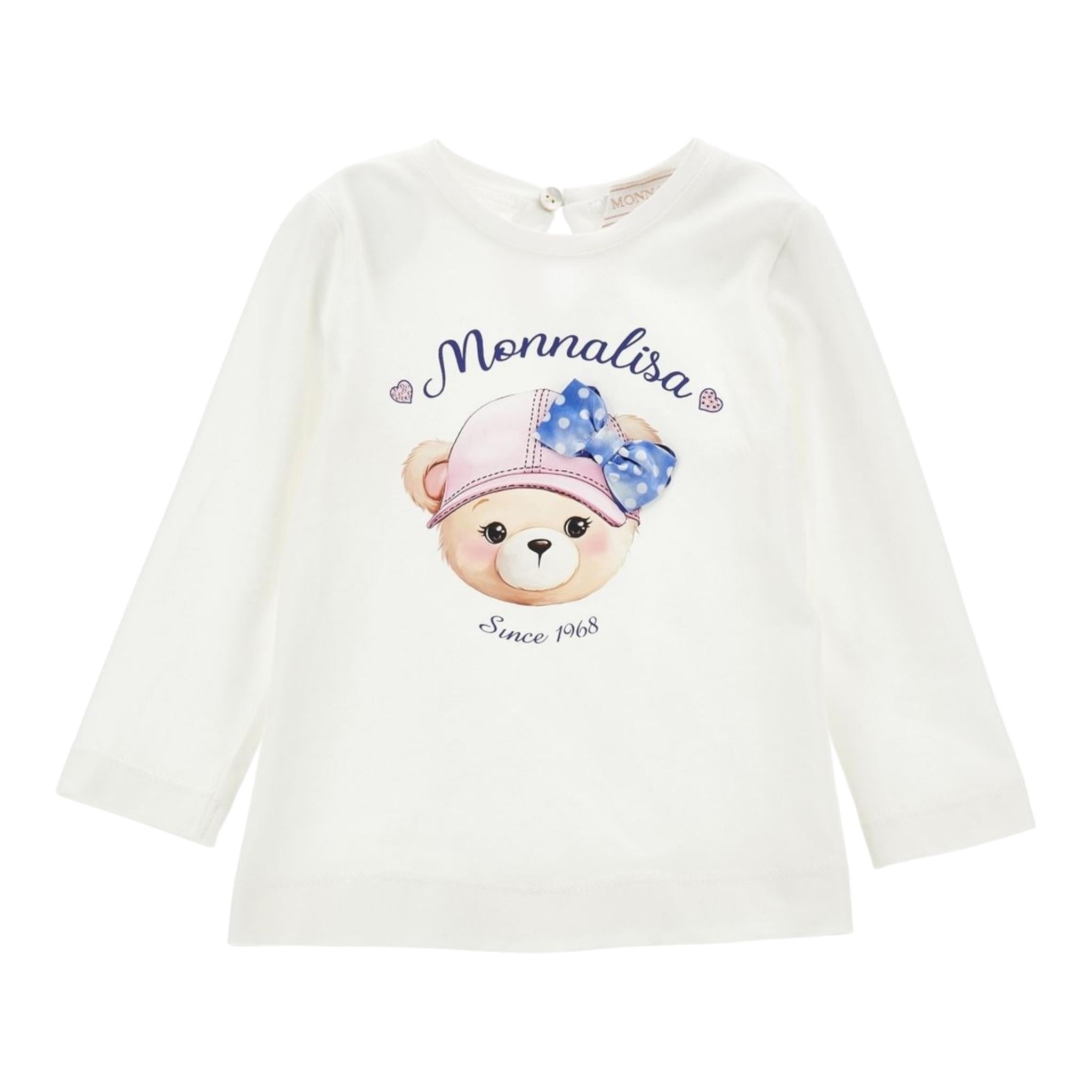 MONNALISA shirt girocollo tinta unita con stampa Bianco per Neonata 39D12 BIANCO MONNALISA
