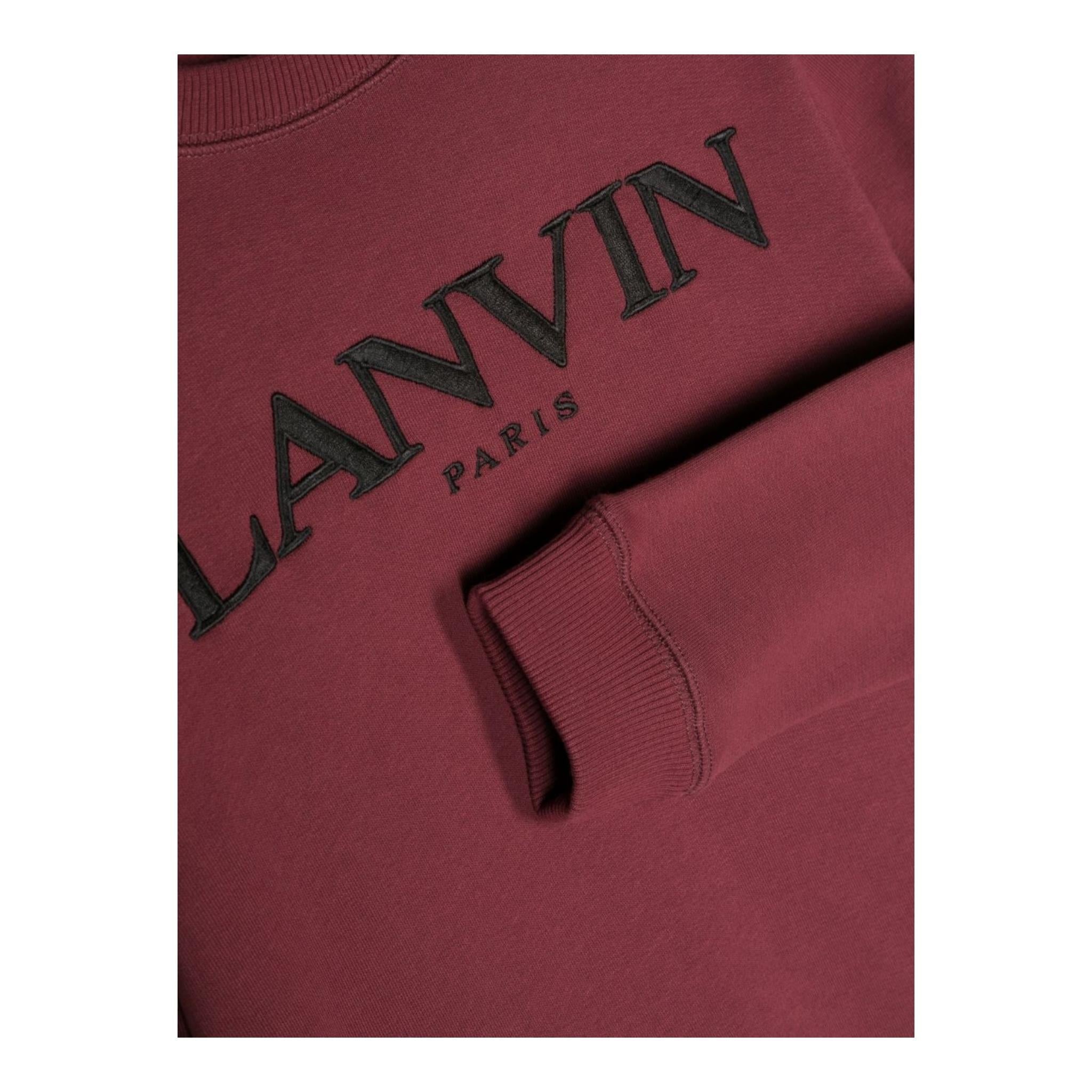 LANVIN felpa chiusa girocollo tinta unita con logo Bordeaux per Bambino N25136 BORDEAUX LANVIN
