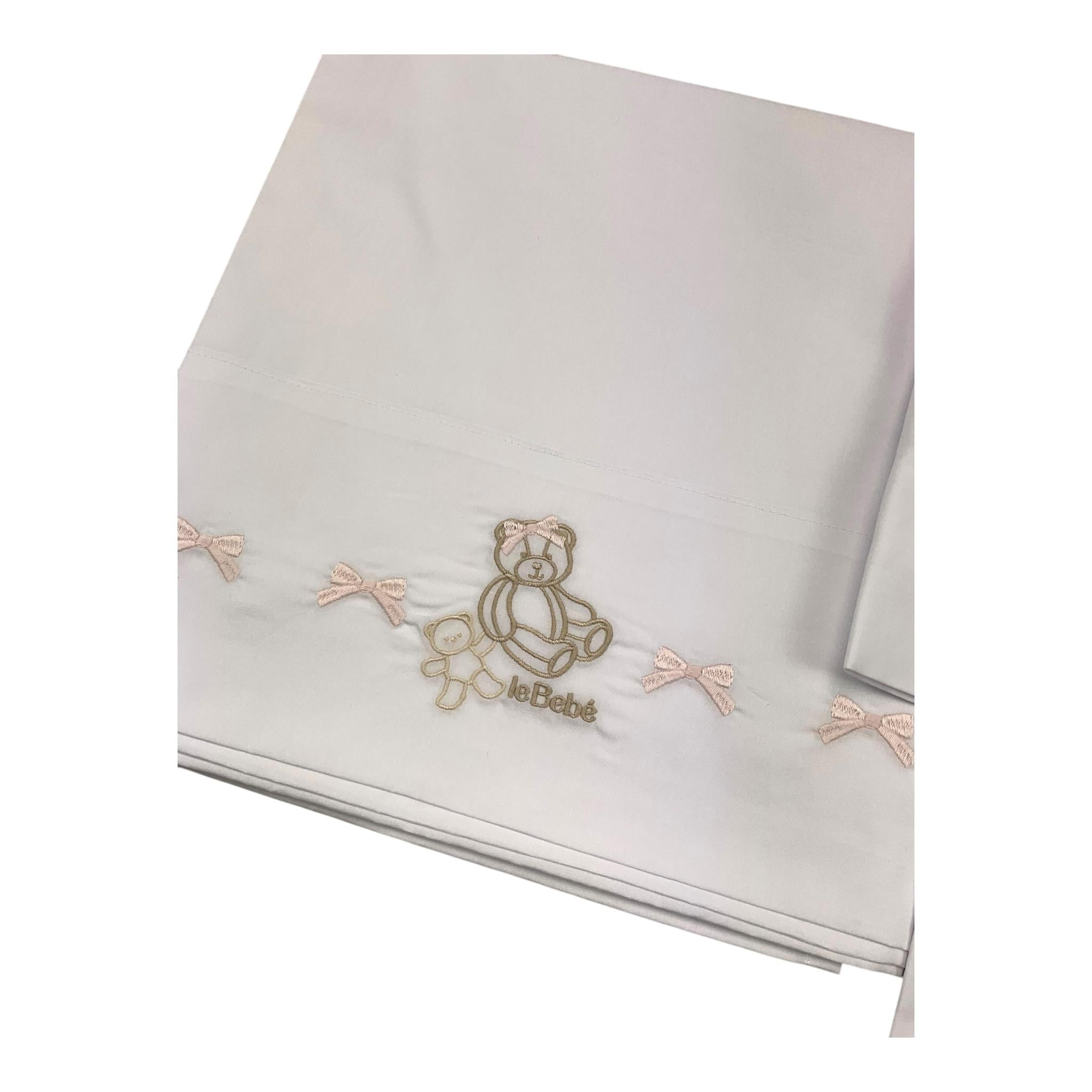 LE BEBE' set 3 pezzi lenzuola tinta unita cn ricami Bianco per Neonata LBG5951 BIANCO LE BEBE'