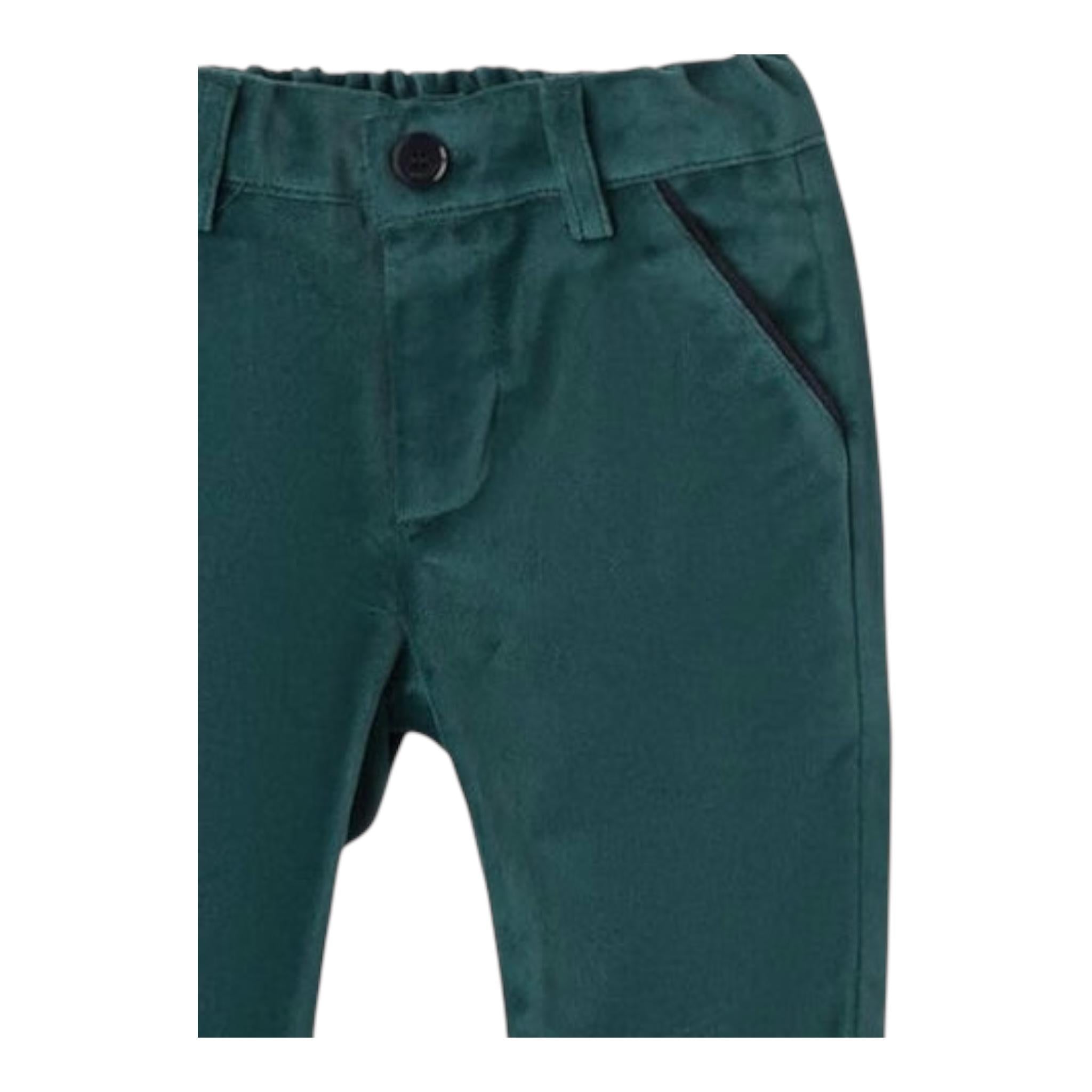 MINI BANDA pantalone tinta unita in velluto Verde per Neonato 3A621 VERDE MINI BANDA