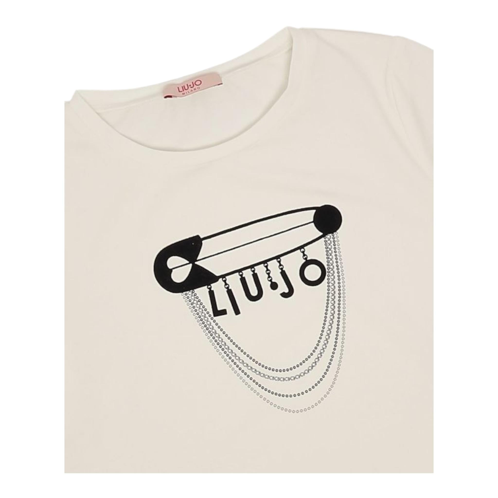 LIU JO t-shirt girocollo tinta unita con stampa Bianco per Bambina GF4208 BIANCO LIU JO