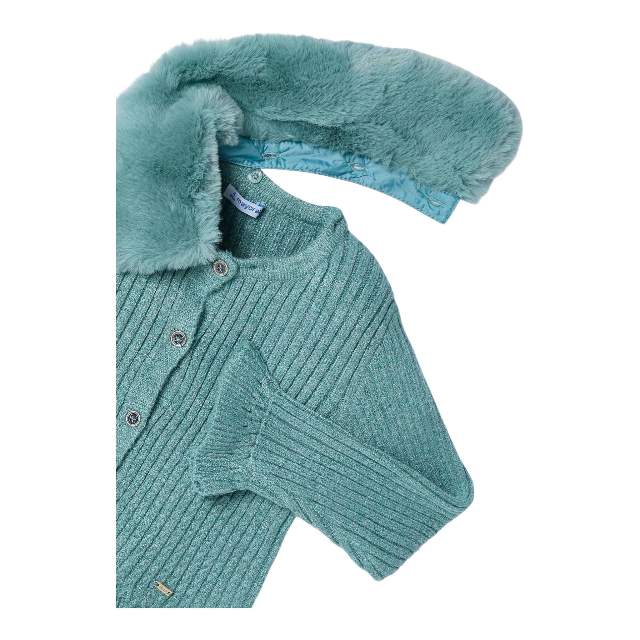 MAYORAL cardigan tinta unita con colletto rimovibile Verde per Bambina 4362X VERDE MAYORAL