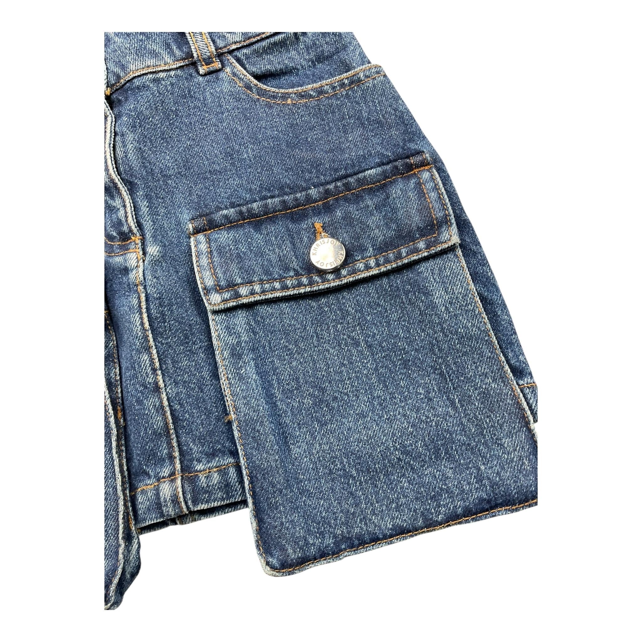 KHRISJOY gonna tinta unita in denim Blu per Bambina KU7A01 BLU KHRISJOY