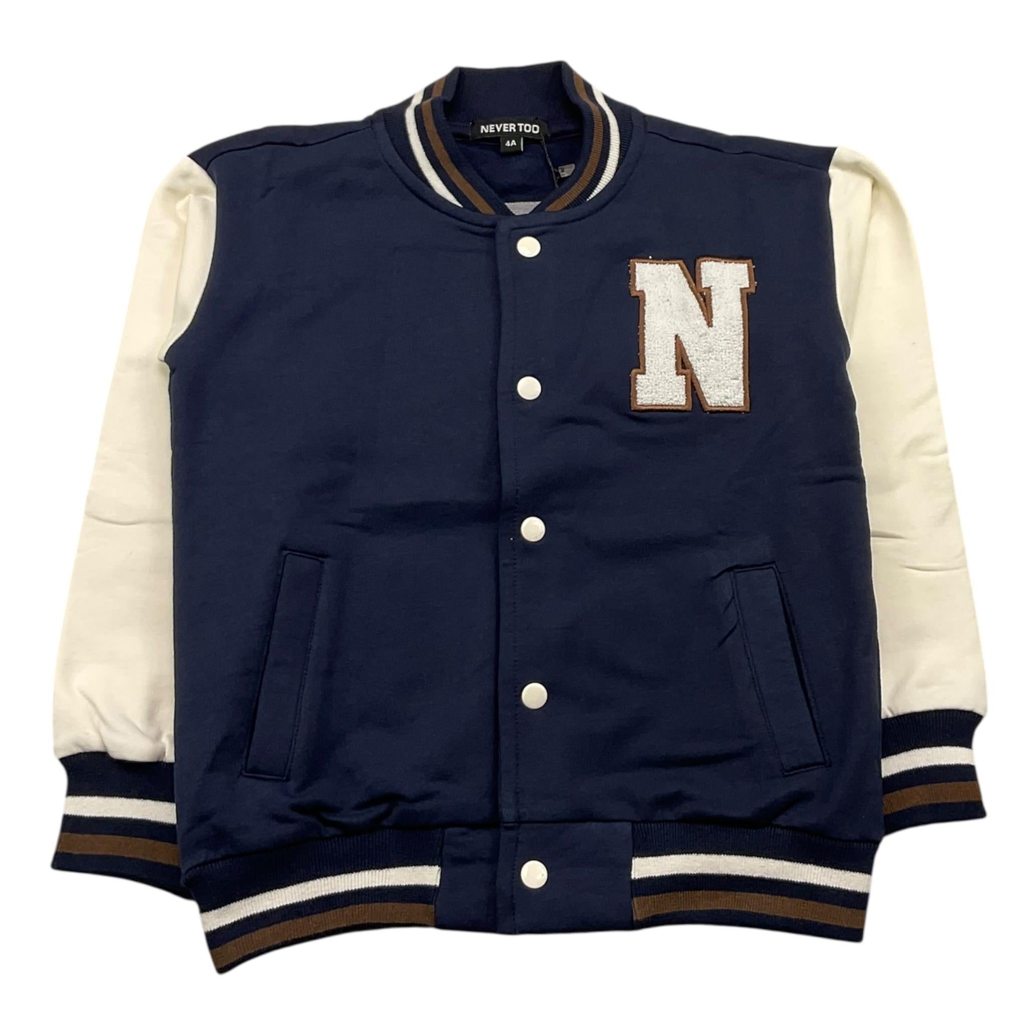 NEVER TOO felpa con bottoni tinta unita con maniche in contrasto Blu per Bambino NT2189B BLU NEVER TOO