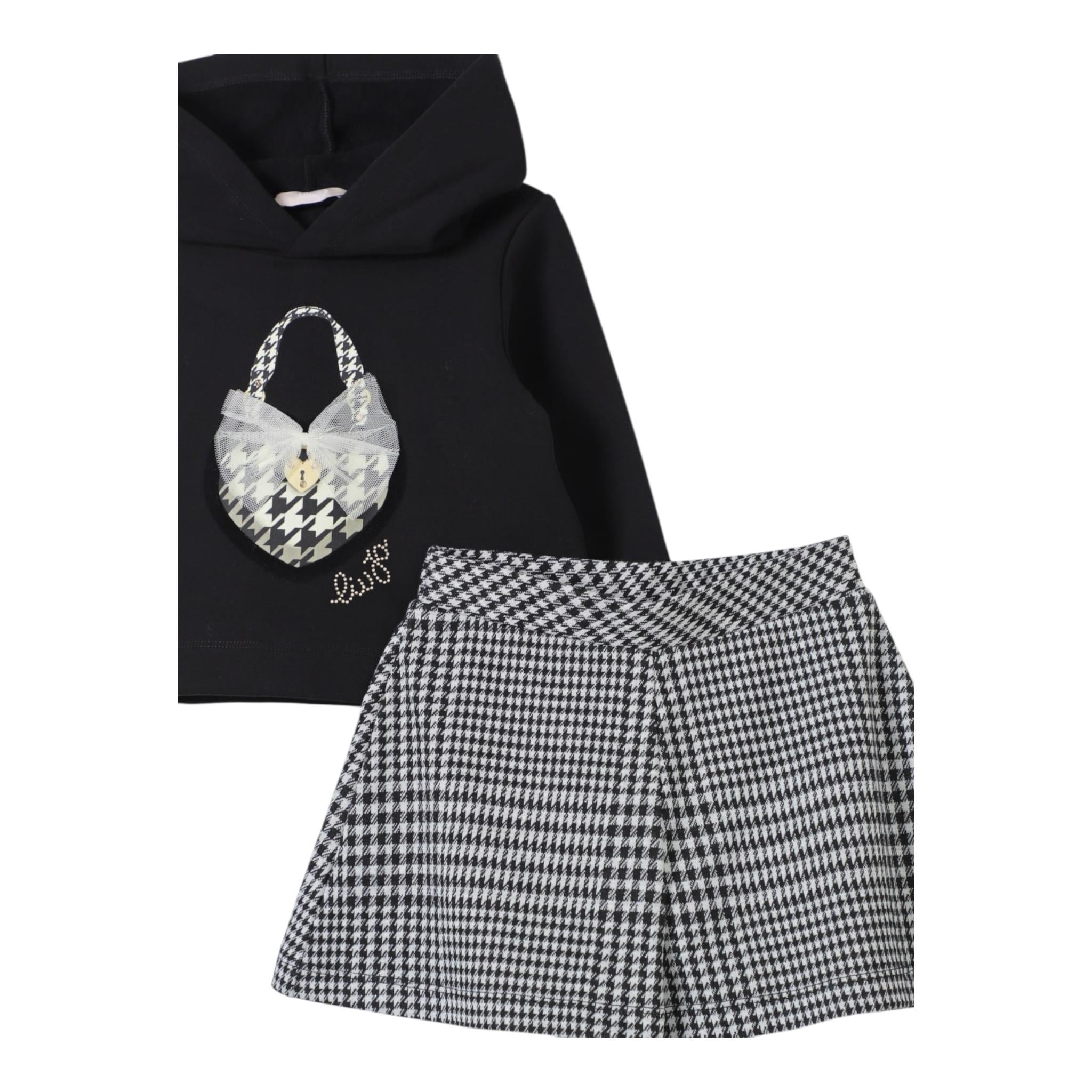LIU JO completo 2pz felpa-short bicolore Bianco/nero per Bambina KF4112J4794 BIANCO/NERO LIU JO