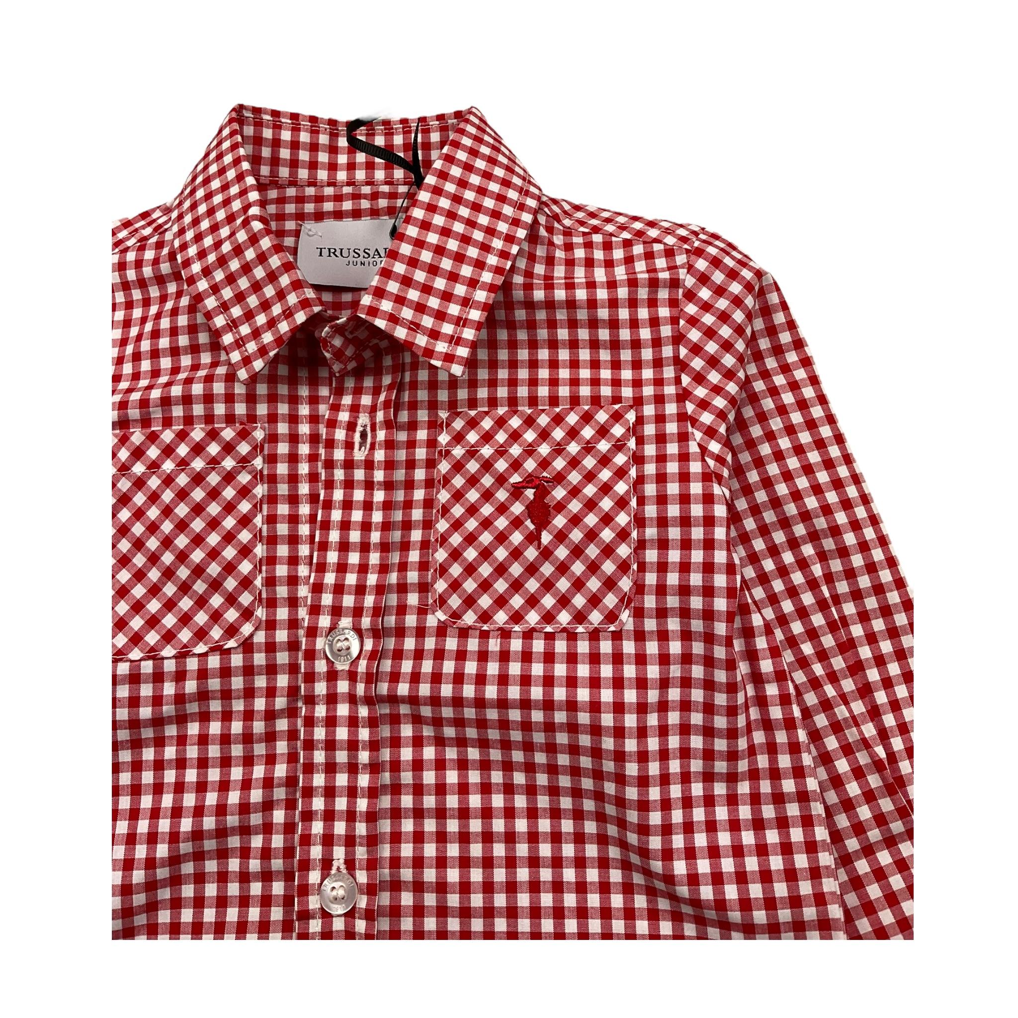 TRUSSARDI camicia manica lunga fantasia quadri Rosso per Neonato TIA25034 ROSSO TRUSSARDI
