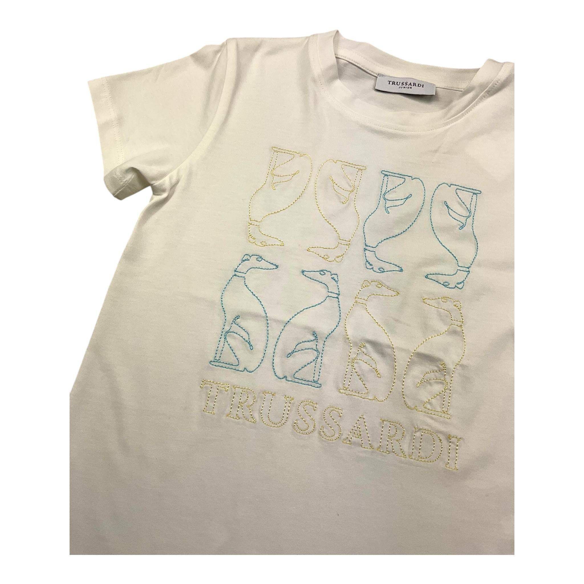 TRUSSARDI t-shirt girocollo tinta unita cn ricami Bianco per Bambina TGA25044TS BIANCO TRUSSARDI