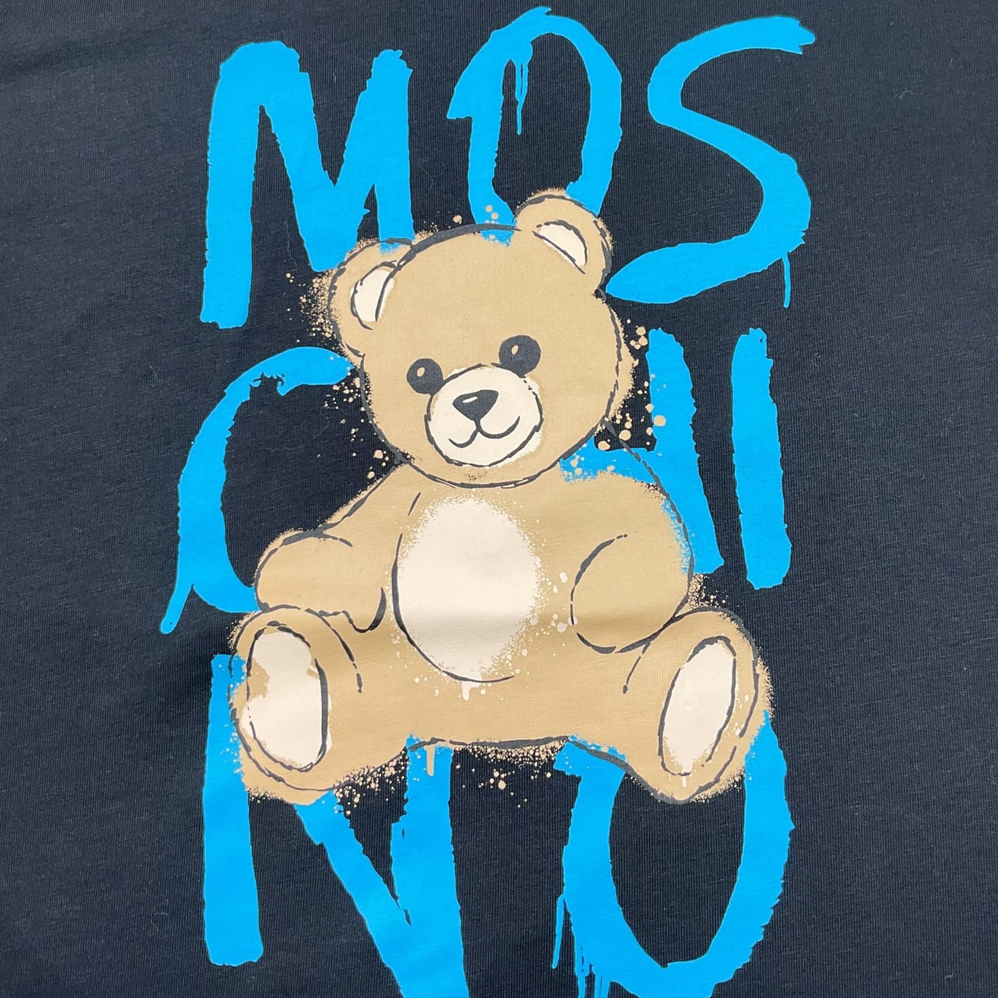 MOSCHINO t-shirt girocollo tinta unita con stampa Nero per Bambino HNM05G NERO MOSCHINO