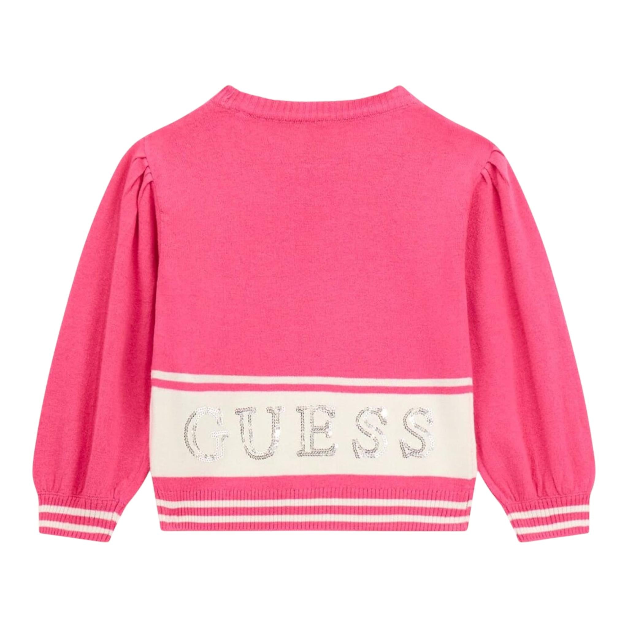 GUESS maglia girocollo tinta unita coon logo Rosa per Neonata K4YR00Z3GW0N ROSA GUESS