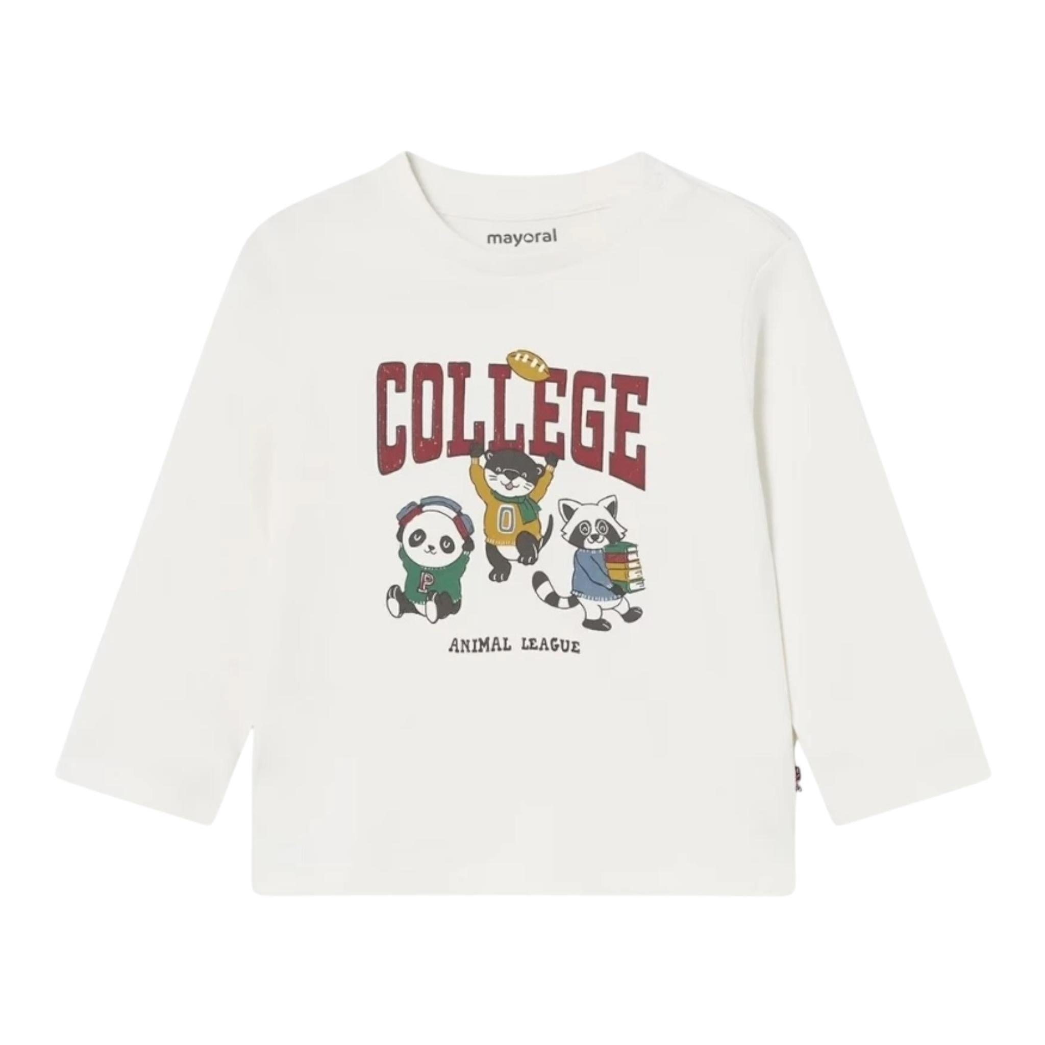 MAYORAL shirt girocollo tinta unita con stampa in contrasto Bianco per Neonato 23022 BIANCO MAYORAL