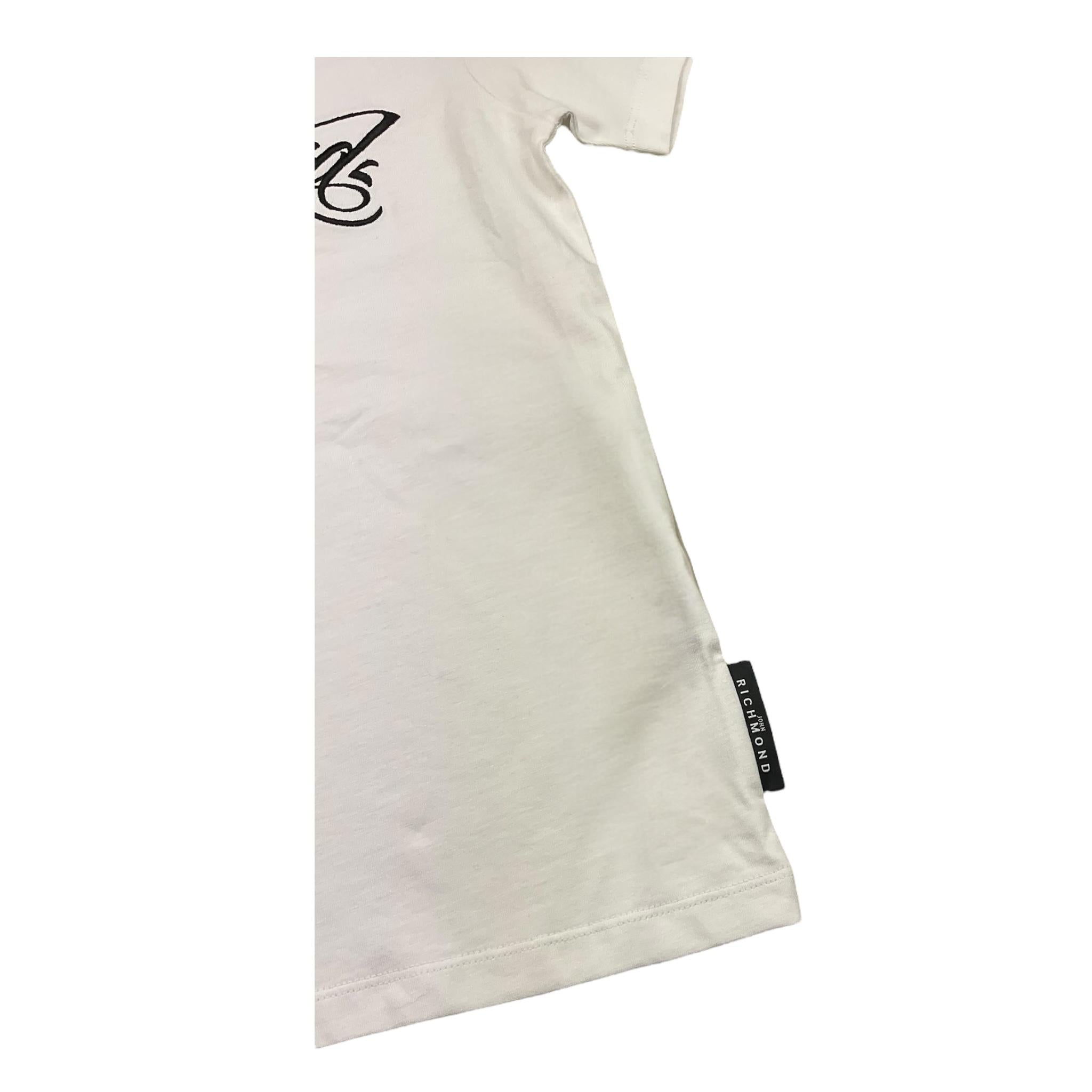 JOHN RICHMOND t-shirt girocollo tinta unita con stampa in contrasto Bianco per Bambino RBA25146TS BIANCO JOHN RICHMOND
