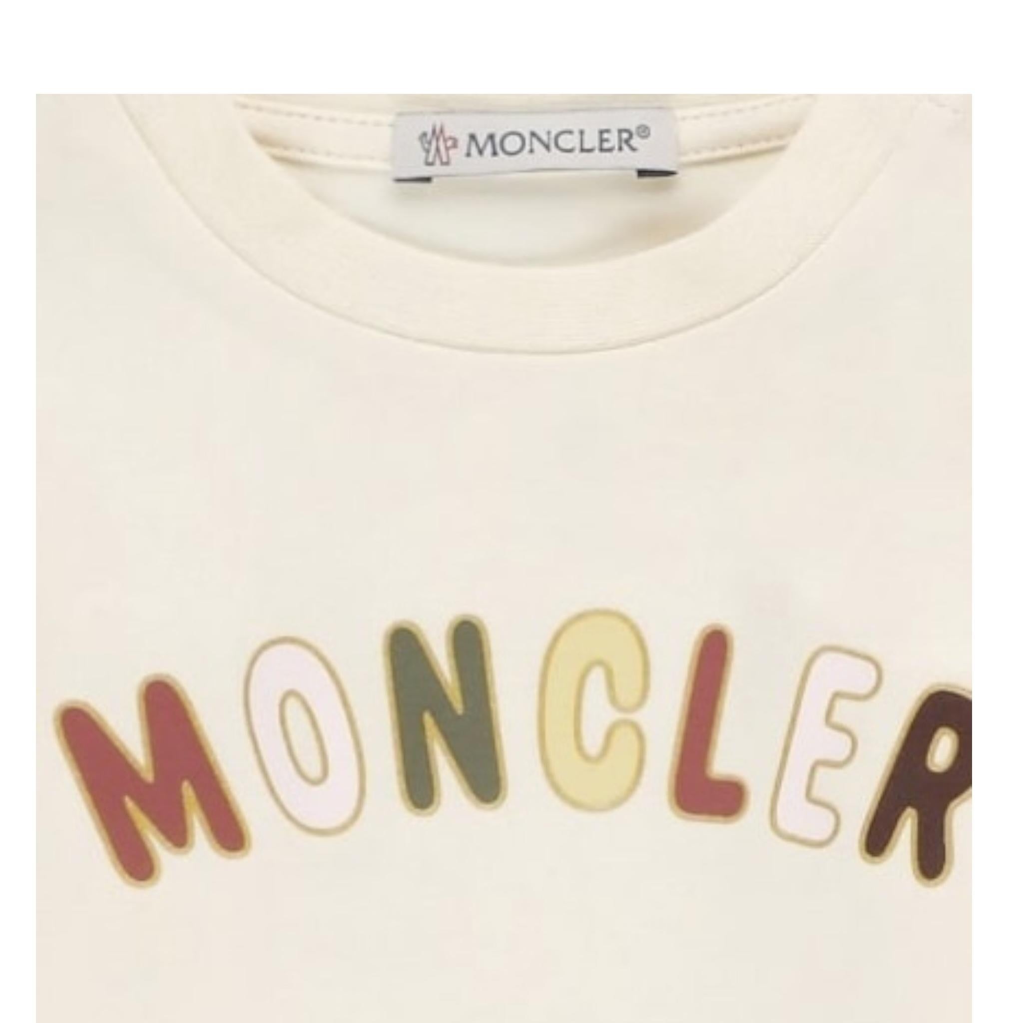 MONCLER shirt tinta unita girocollo con stampa Panna per Neonata 8D00005 PANNA MONCLER