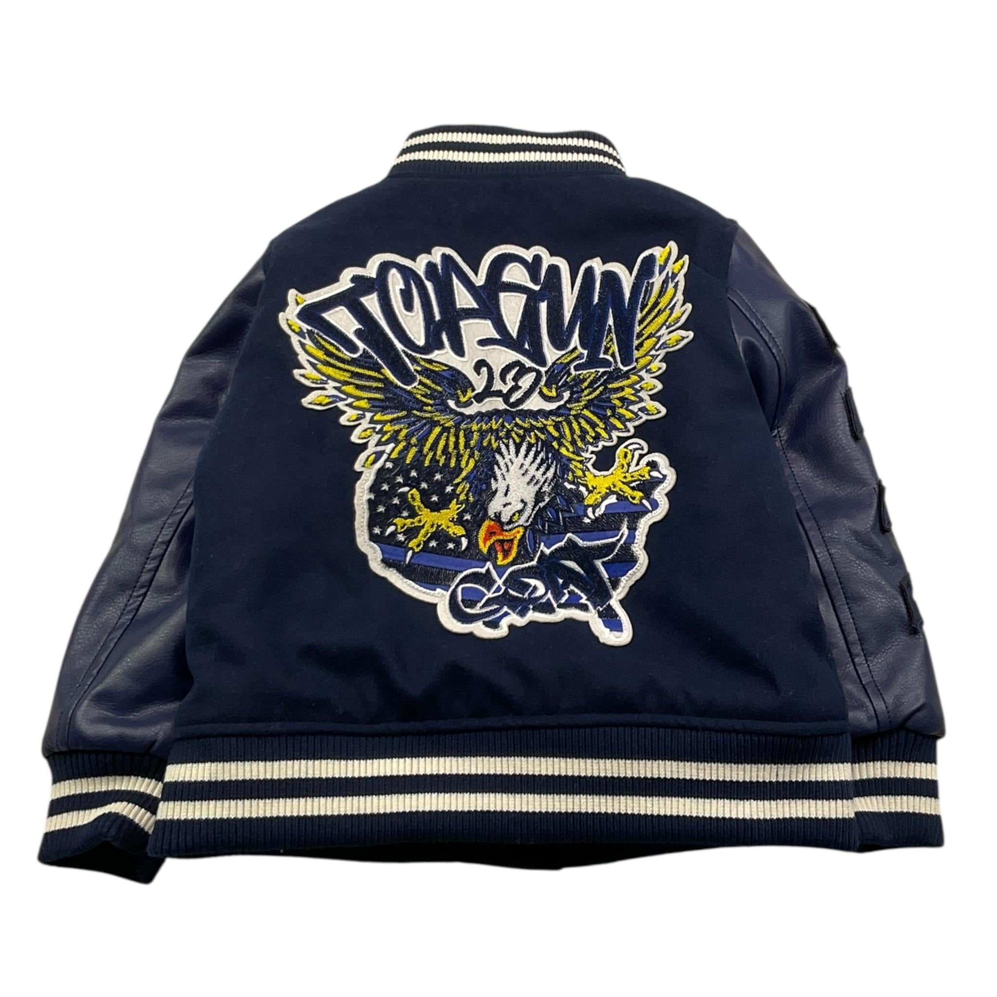 TOP GUN giubbino modello bomber con maniche in similpelle Blu per Bambino 02G0549 BLU TOP GUN