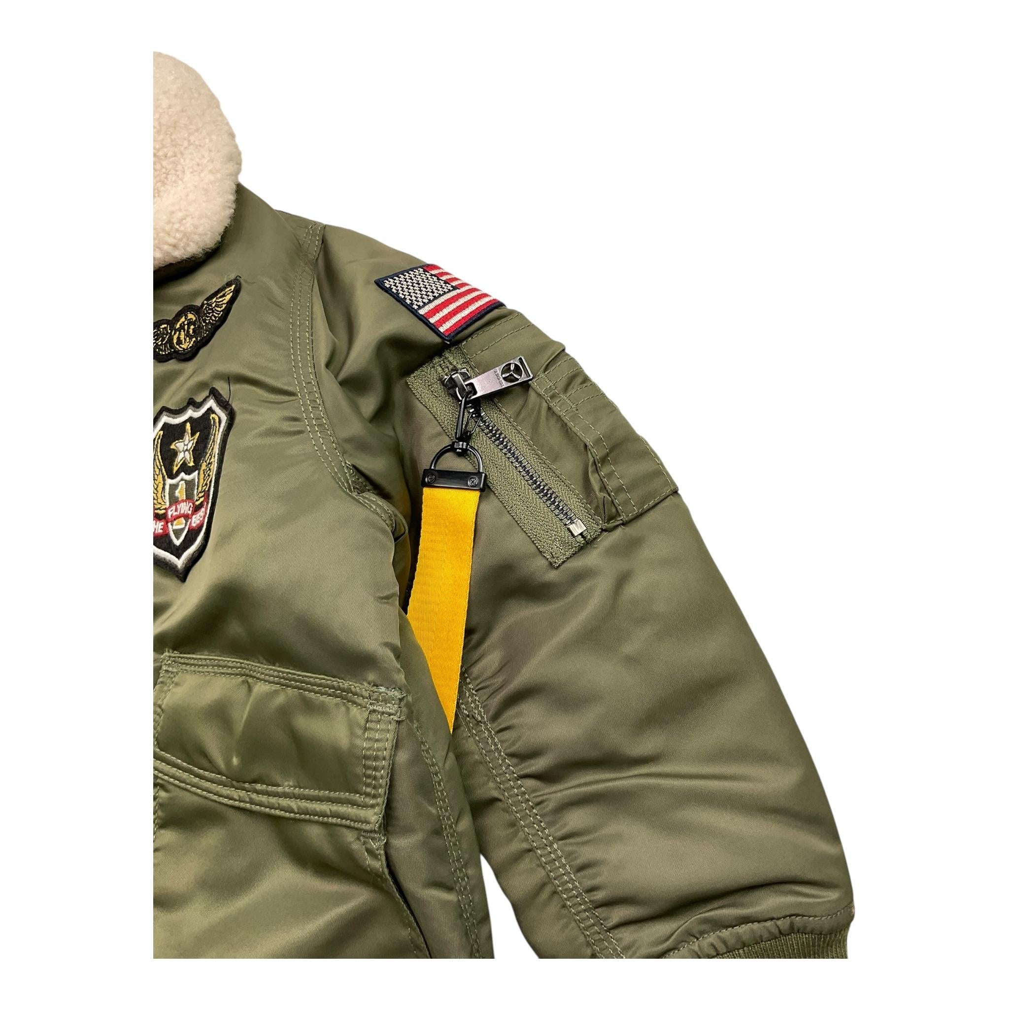 TOP GUN giubbotto tinta unita cn ricami e collo pelliccia Verde per Bambino 02G0592 VERDE TOP GUN