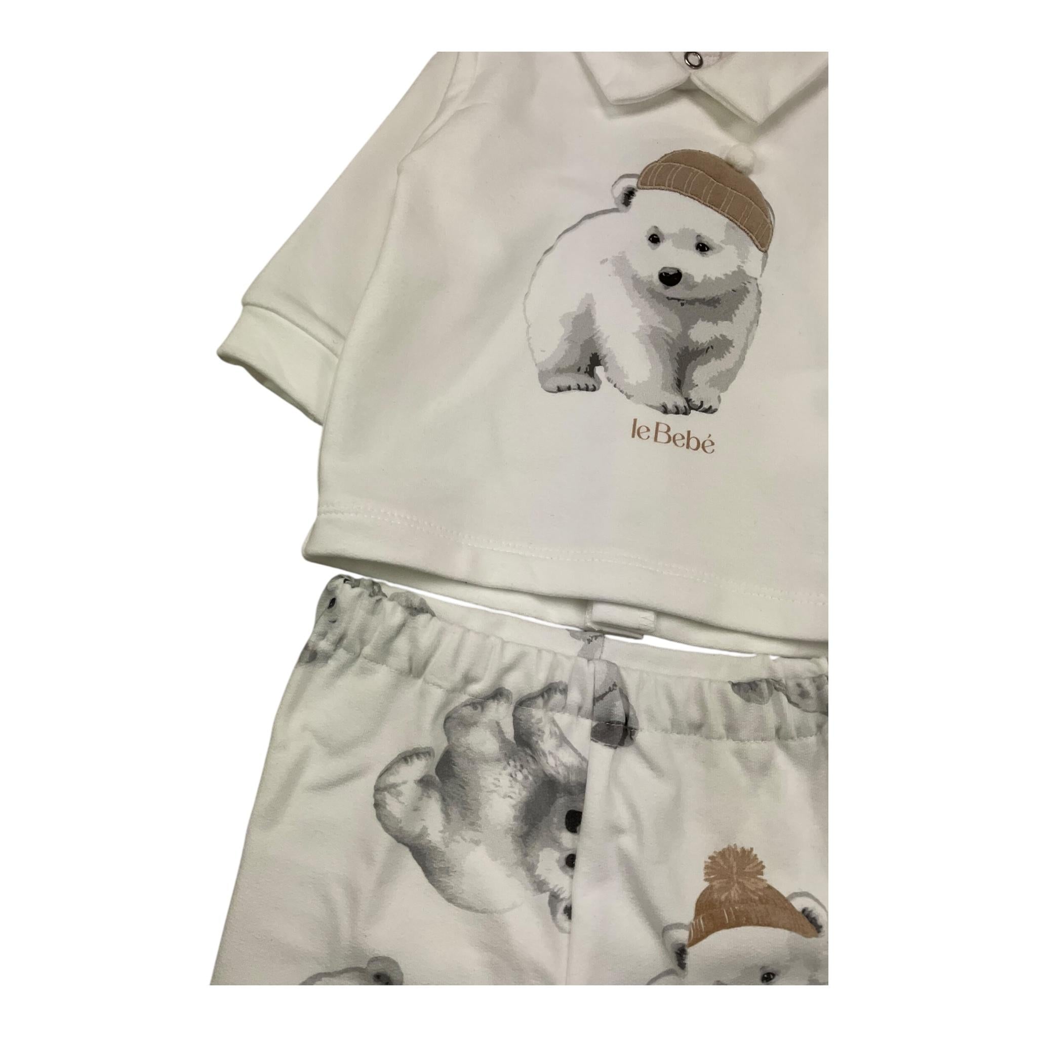 LE BEBE' completo 2 pezzi shirt-ghettina tinta unita con orsi Bianco per Neonato LBB5226 BIANCO LE BEBE'