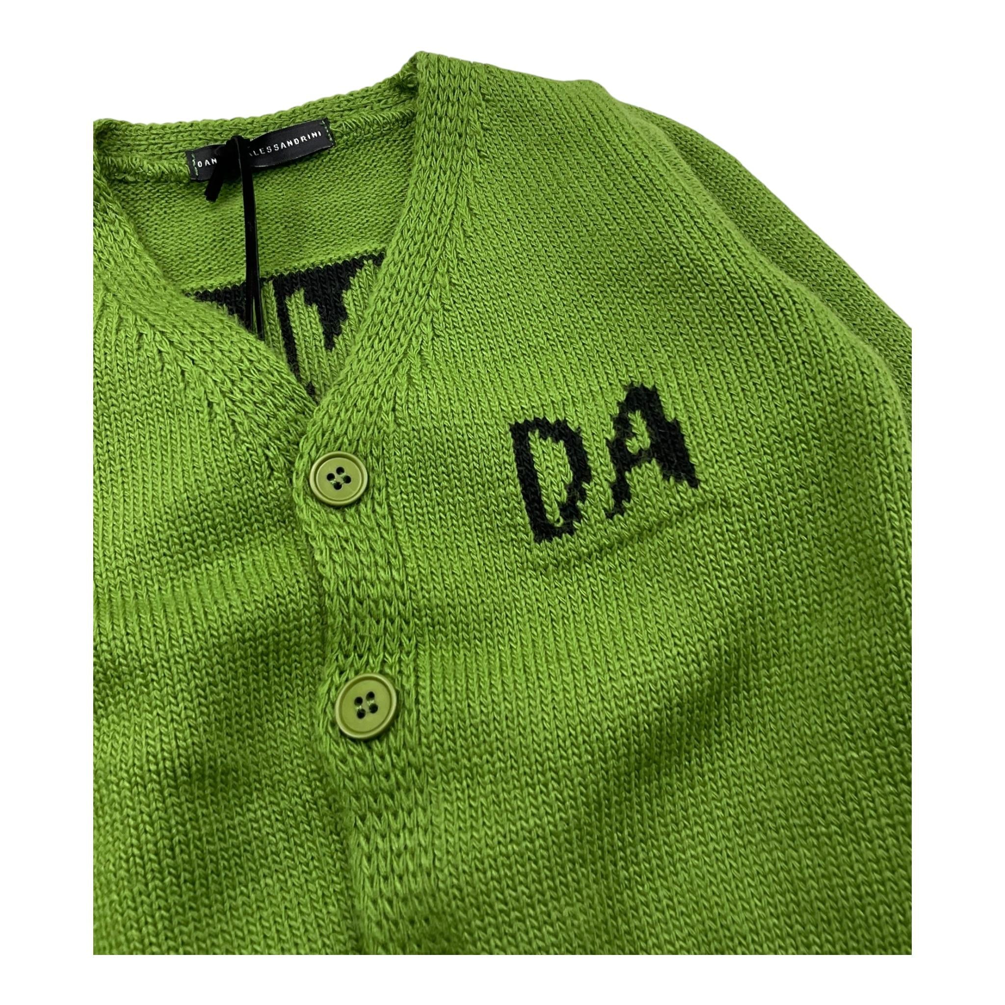 DANIELE ALESSANDRINI cardigan tinta unita con logo Verde per Neonato 1291W00060N VERDE DANIELE ALESSANDRINI