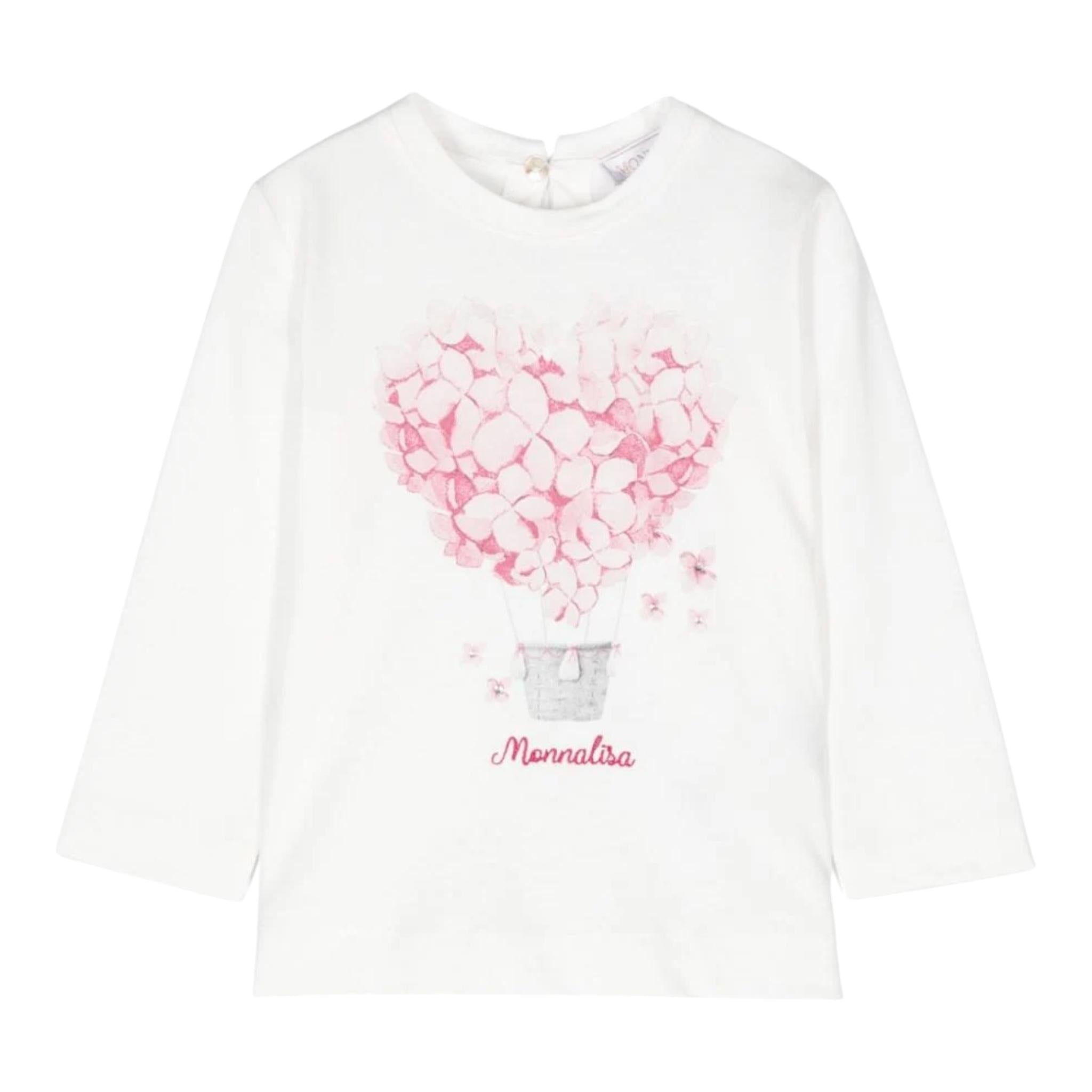 MONNALISA shirt tinta unita girocollo con stampa Bianco per Neonata 39D600 BIANCO MONNALISA
