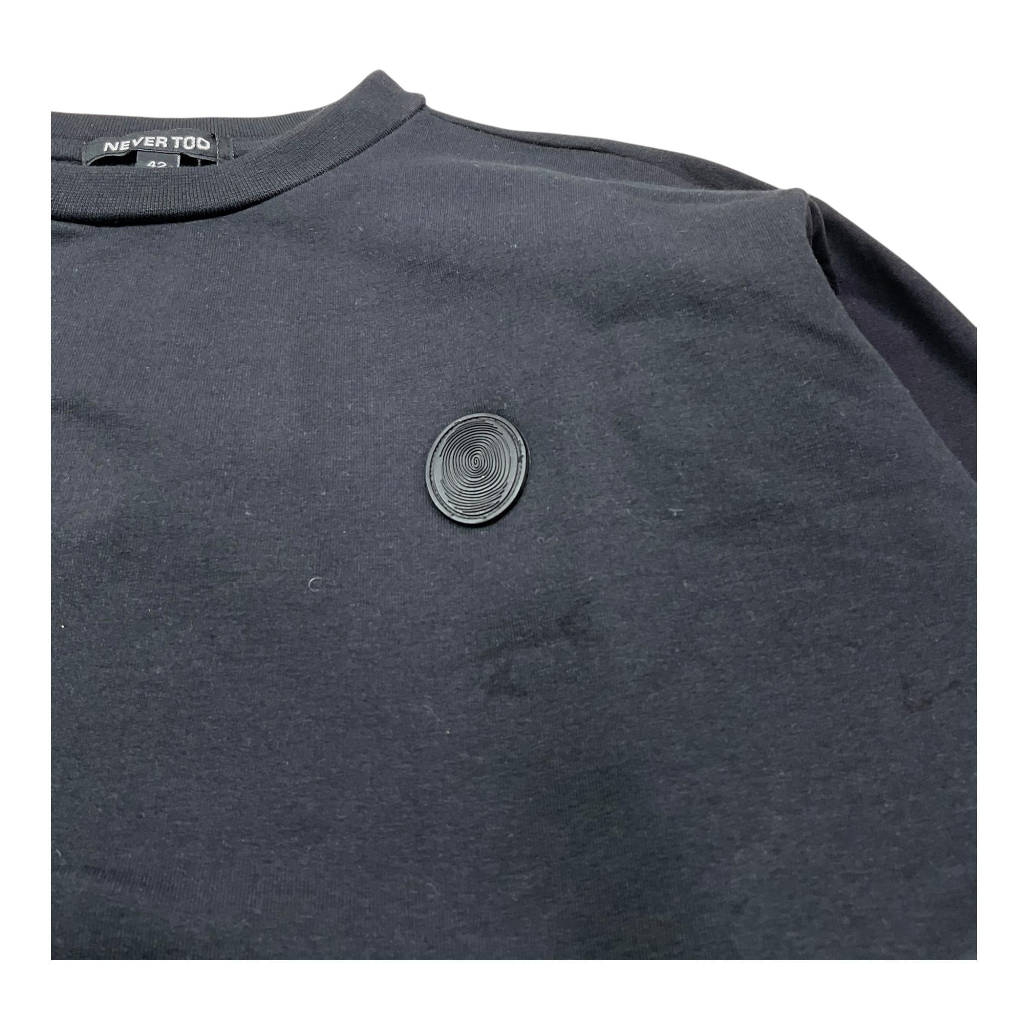 NEVER TOO felpa girocollo tinta unita con logo Nero per Bambino NT2141R NERO NEVER TOO
