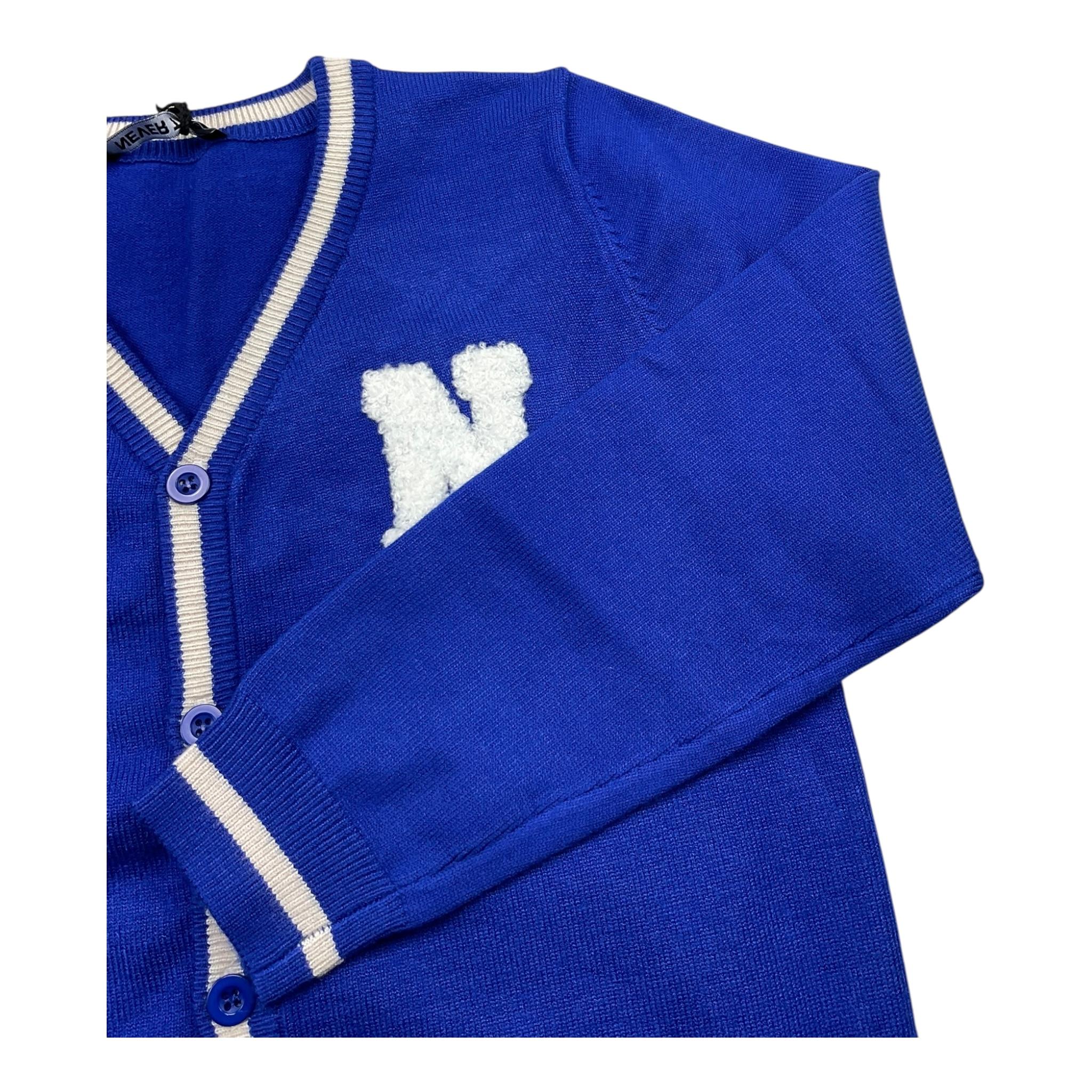 NEVER TOO cardigan tinta unita con ricamo in contrasto Cobalto per Bambino NT2163B COBALTO NEVER TOO