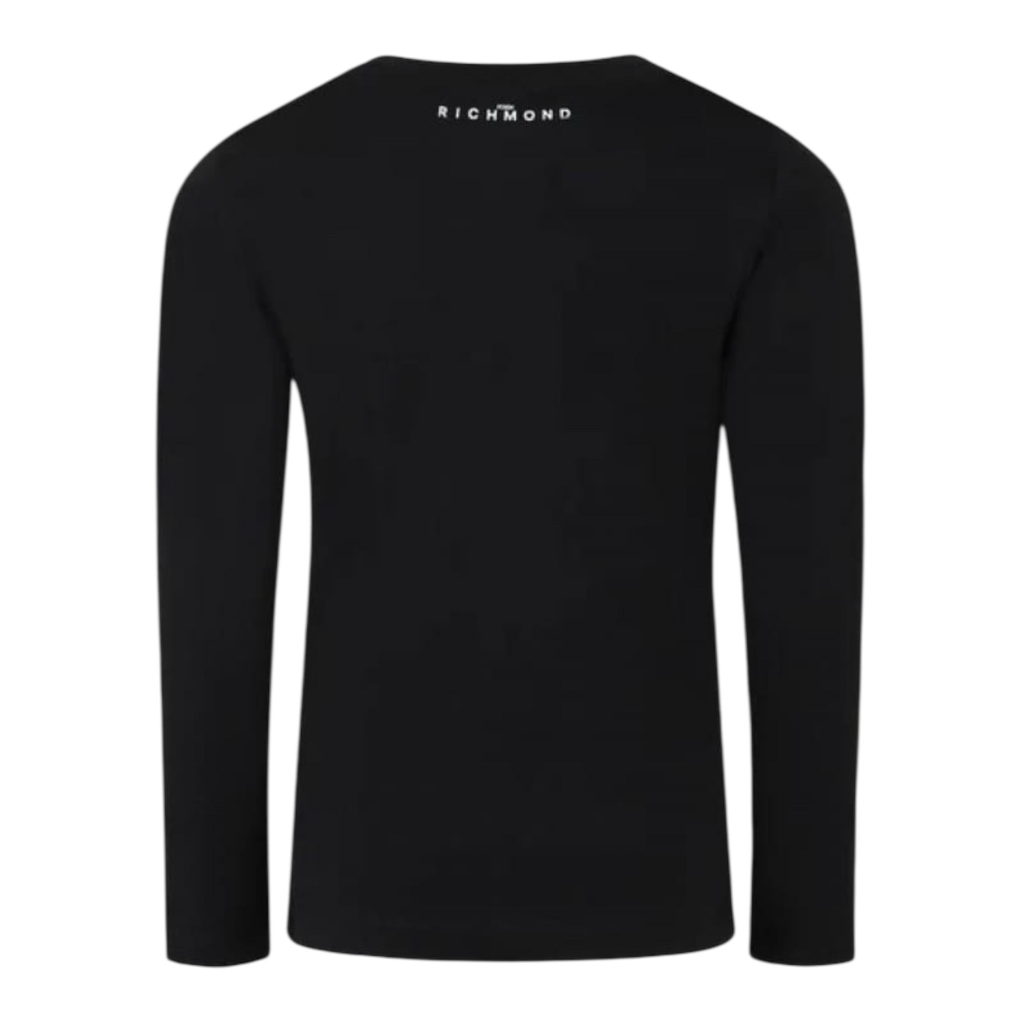 JOHN RICHMOND shirt girocollo tinta unita con applicazioni Nero per Bambina RBA24085TS NERO JOHN RICHMOND