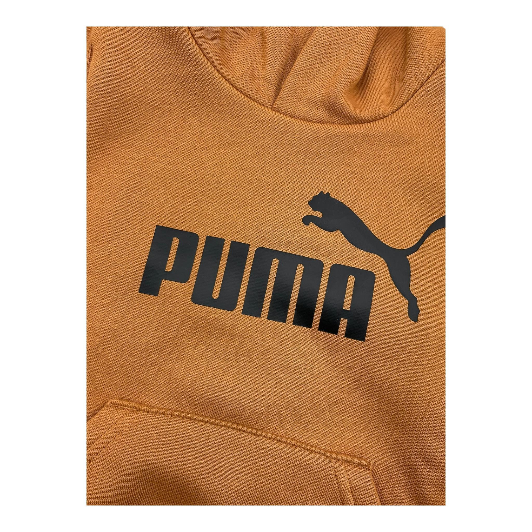 PUMA felpa tinta unita con cappuccio e stampa logo Caramello per Bambino 586965 CARAMELLO PUMA