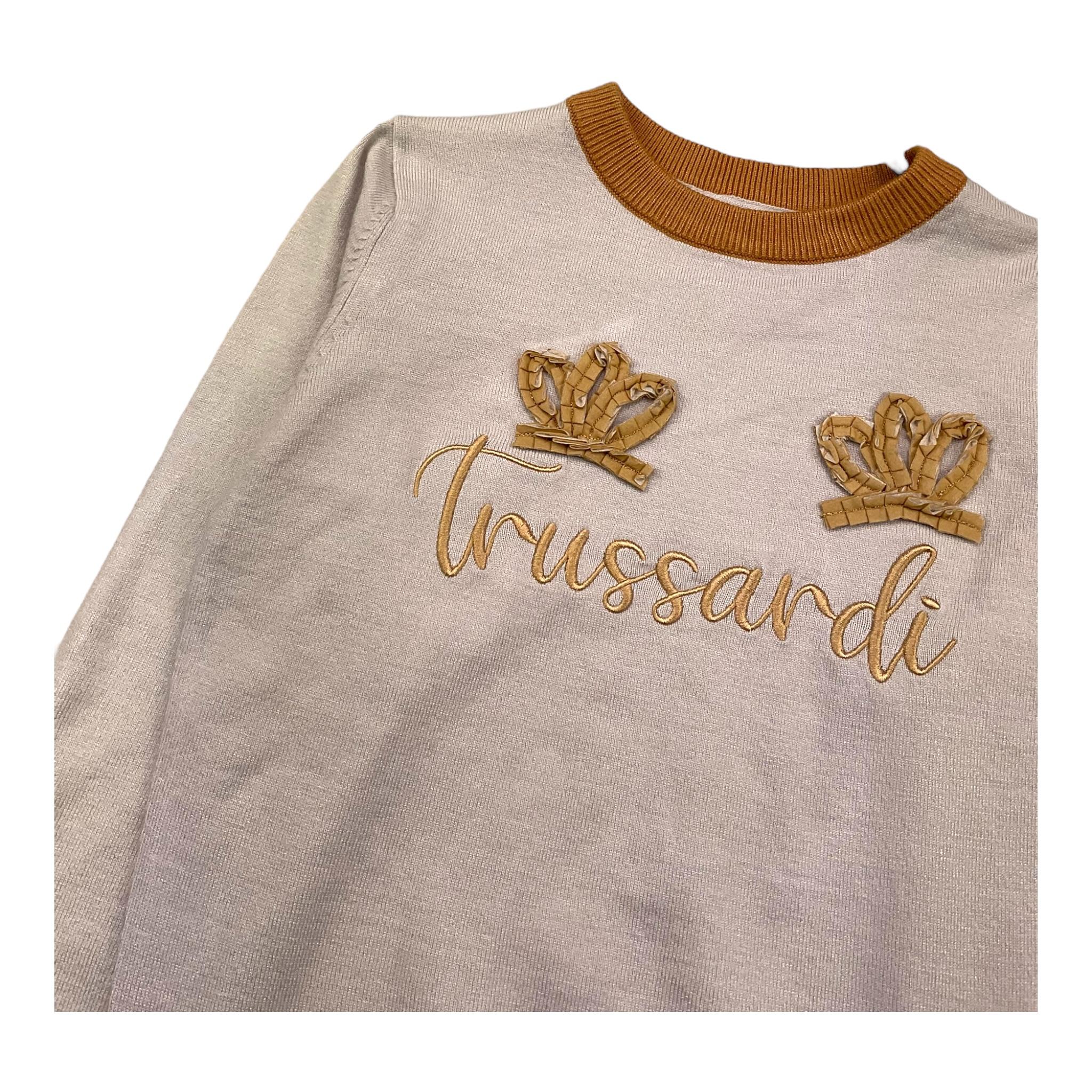 TRUSSARDI maglia girocollo tinta unita cn profili in contrasto Grigio per Bambina THA25121 GRIGIO TRUSSARDI