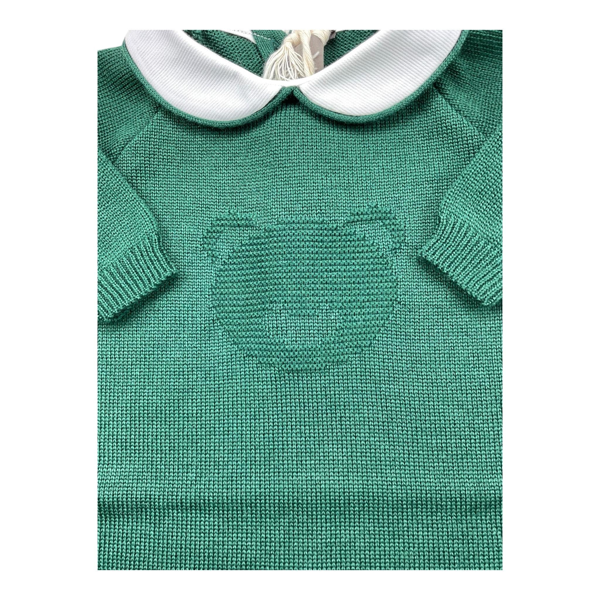 LITTLE BEAR tutina tinta unita con ricamo orso Verde per Neonato 9110 VERDE LITTLE BEAR