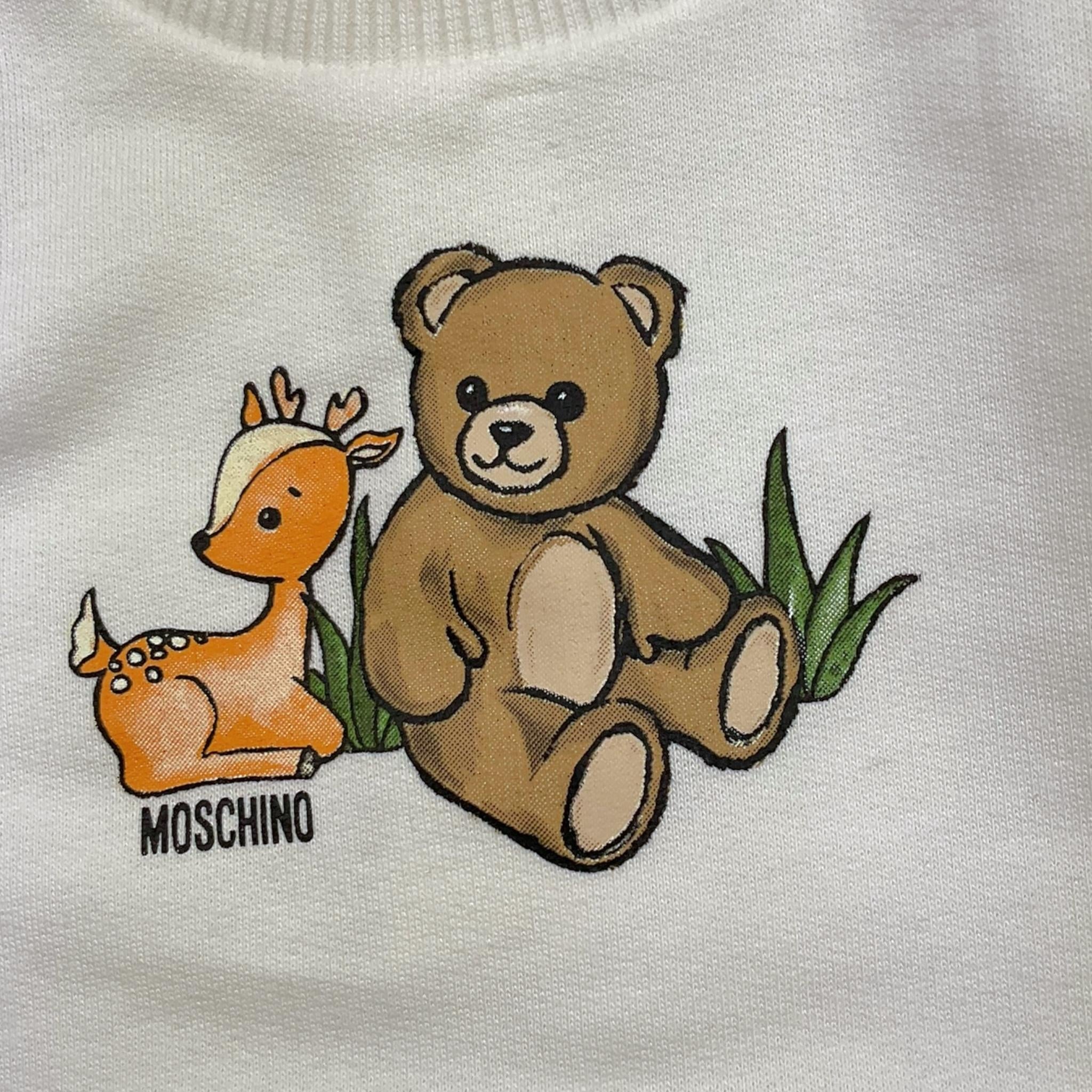 MOSCHINO abito tinta unita girocollo con stampa Bianco per Neonata MCV0A2 BIANCO MOSCHINO
