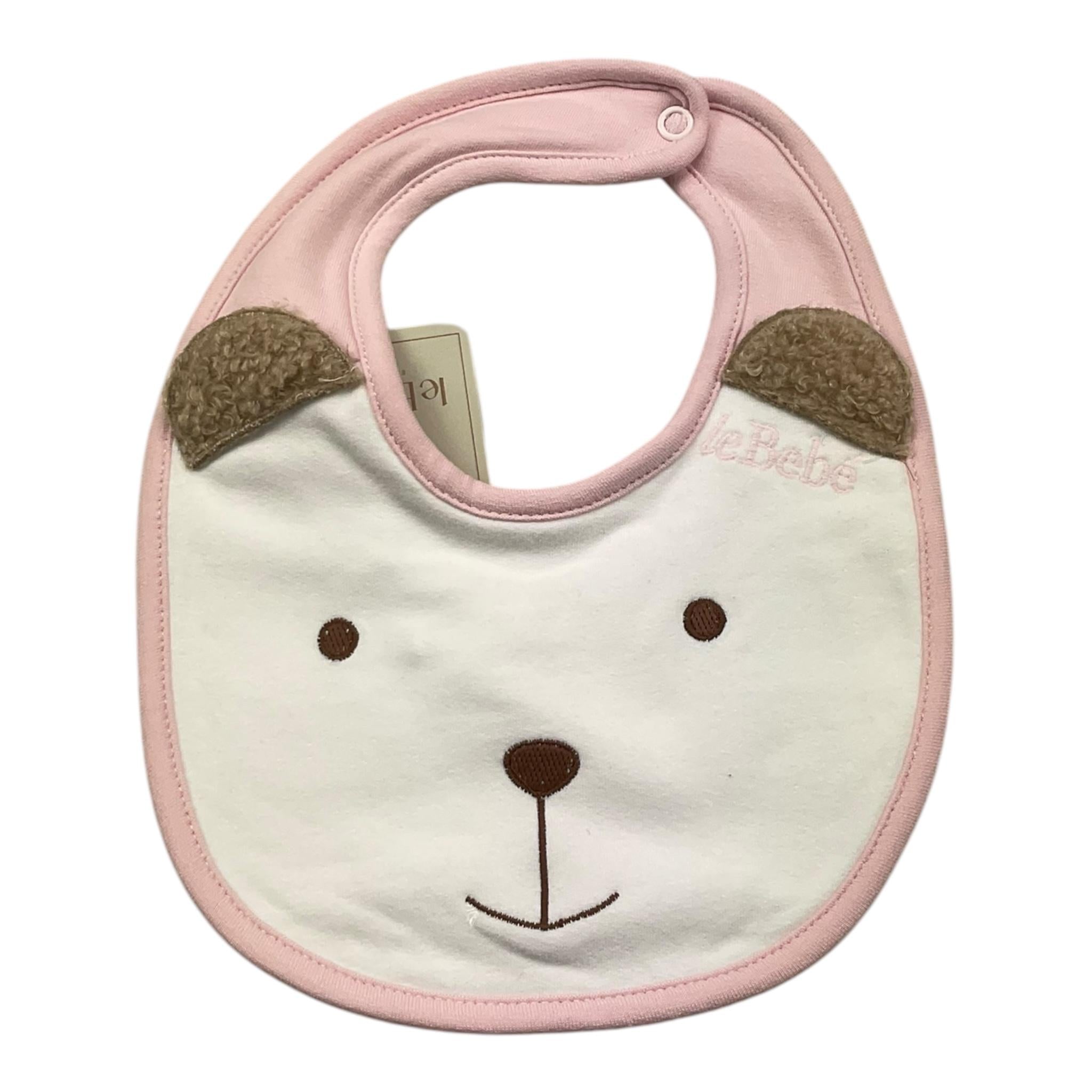 LE BEBE' bavetta tinta unita con stampa orso Bianco per Neonata LBG6021 BIANCO LE BEBE'
