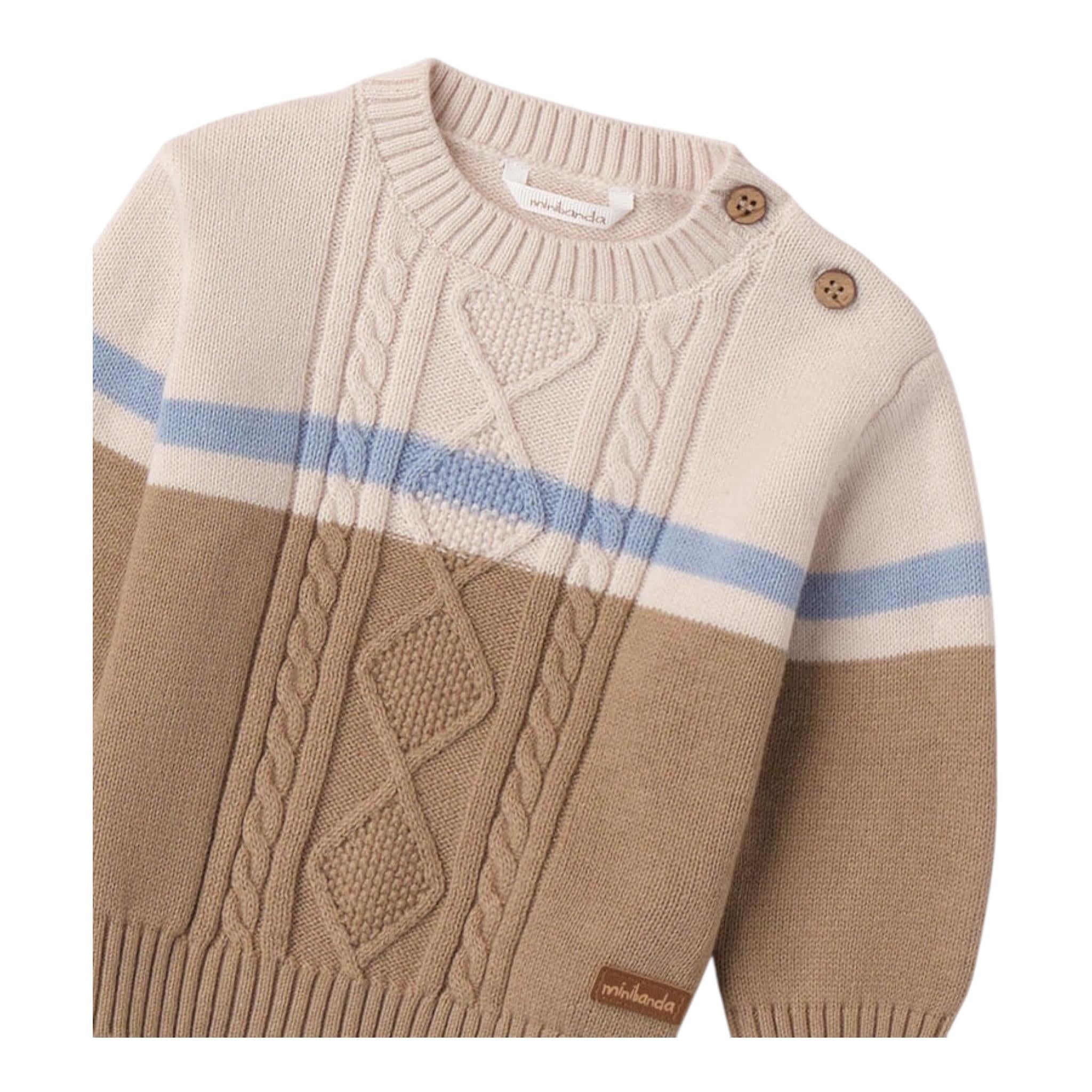 MINI BANDA maglia girocollo bicolore Beige per Neonato 3A670X BEIGE MINI BANDA