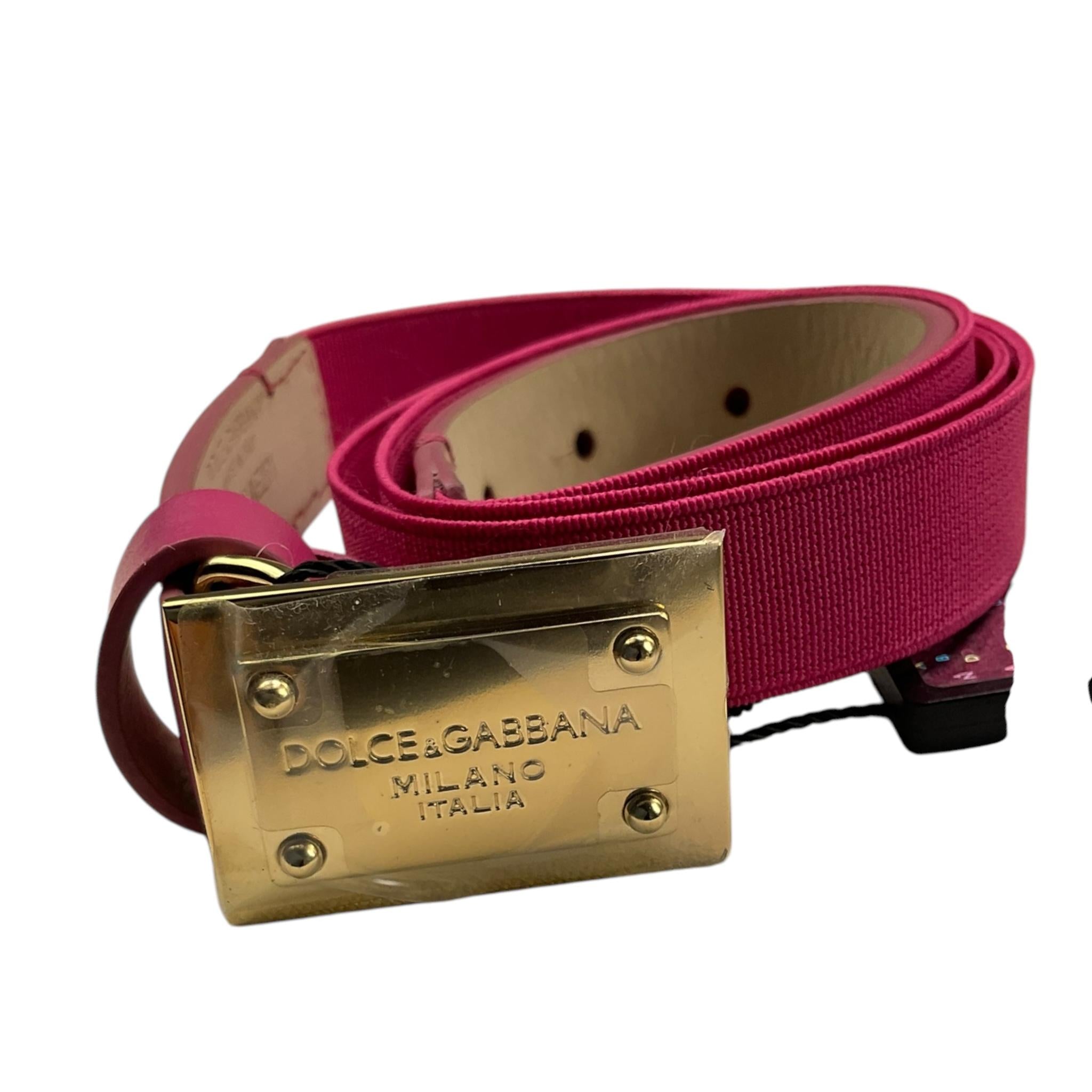 DOLCE & GABBANA cintura tinta unita con logo Fuxia per Bambina EE0064 FUXIA DOLCE & GABBANA
