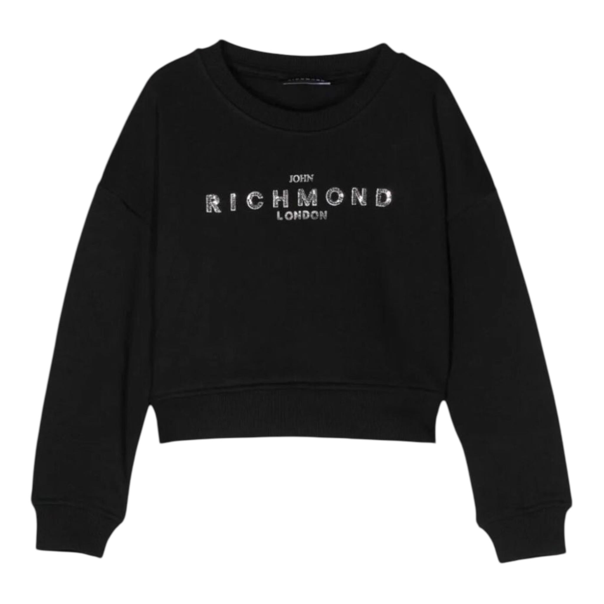 JOHN RICHMOND felpa tinta unita girocollo con stampa Nero per Bambina RGA24053FEXXXJ NERO JOHN RICHMOND