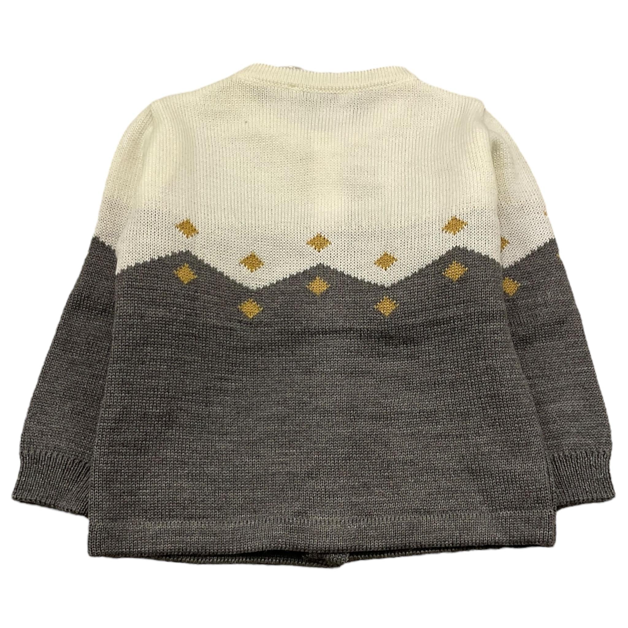 BARCELLINO cardigan bicolore con ricami Panna/grigio per Neonata 115914 PANNA/GRIGIO BARCELLINO