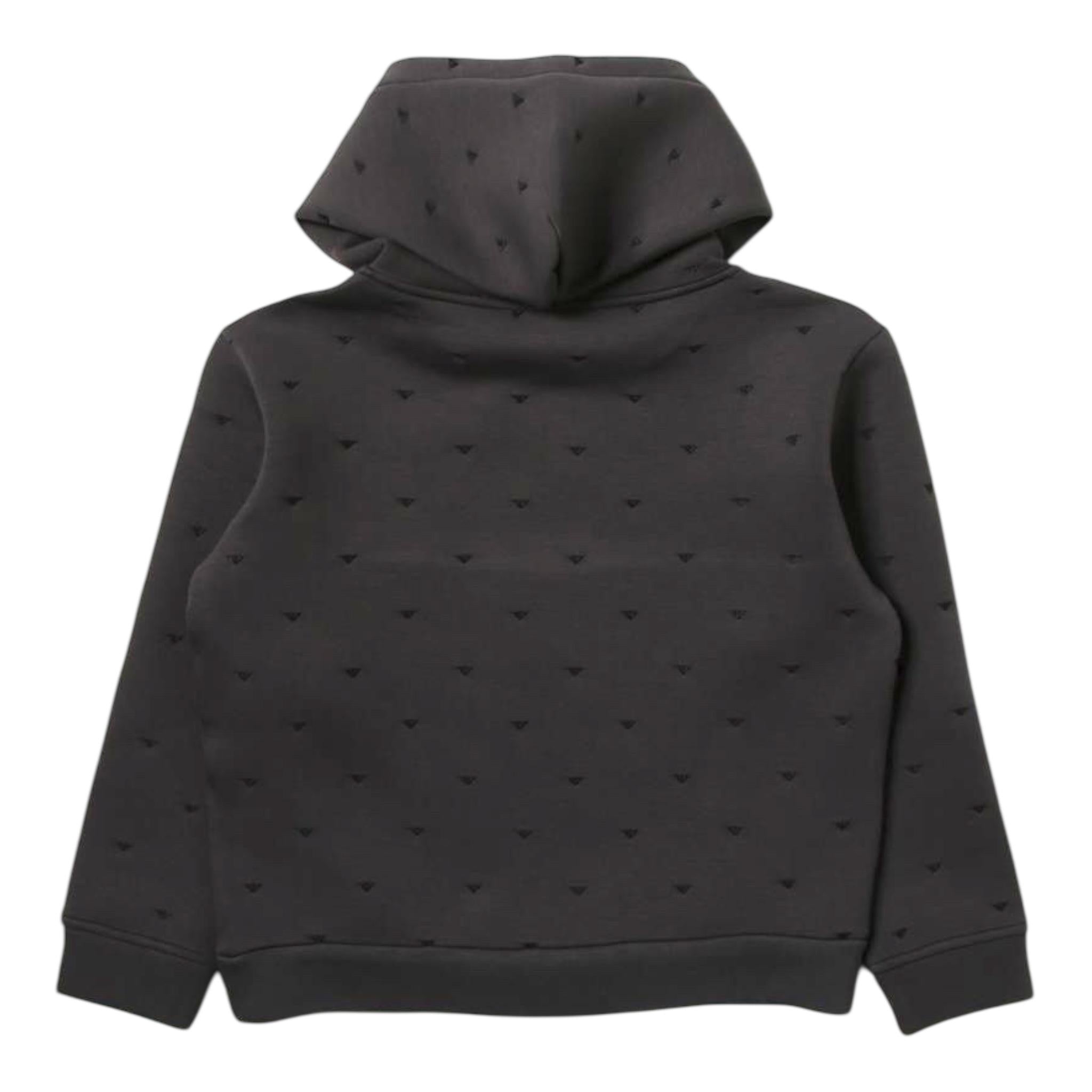 EMPORIO ARMANI felpa chiusa con cappuccio tinta unita con ricami logo Grigio per Bambino 6K4M70 GRIGIO EMPORIO ARMANI