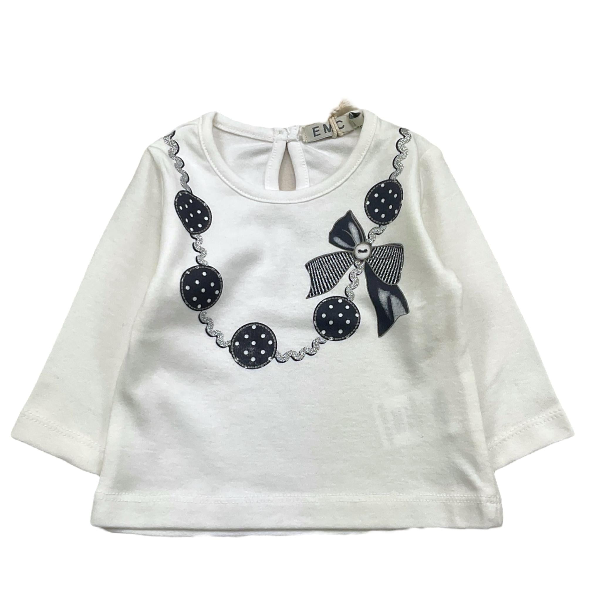 EMC shirt gircollo tinta unita con stampa Bianco per Neonata BX2284 BIANCO EMC