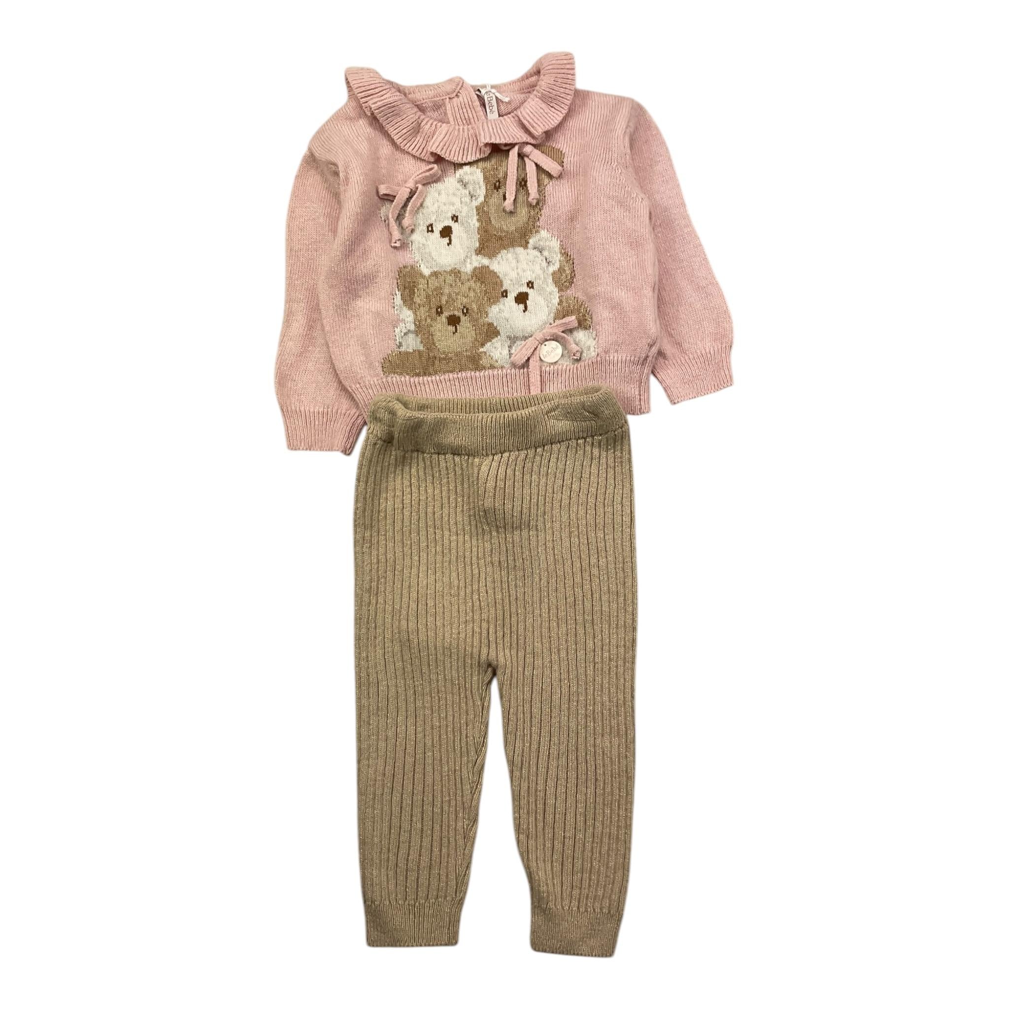 LE BEBE' completo 2pz maglia-leggins tinta unita con fantasia Rosa per Neonata LBG5977 ROSA LE BEBE'